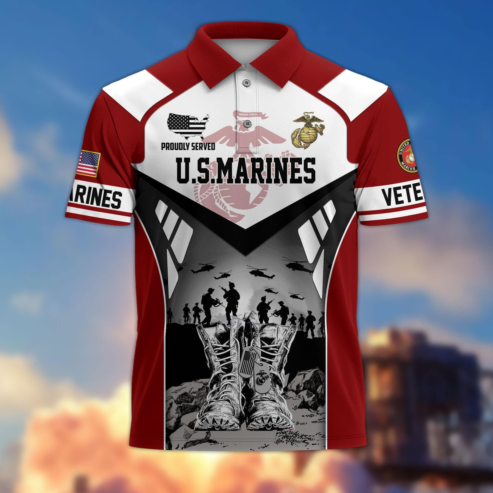 Premium US Veterans Polo Shirt BPHN240213, Gifts For US Veterans, Gifts On Father's Day, Independence Day, Armed Forces Day, Veterans Day.