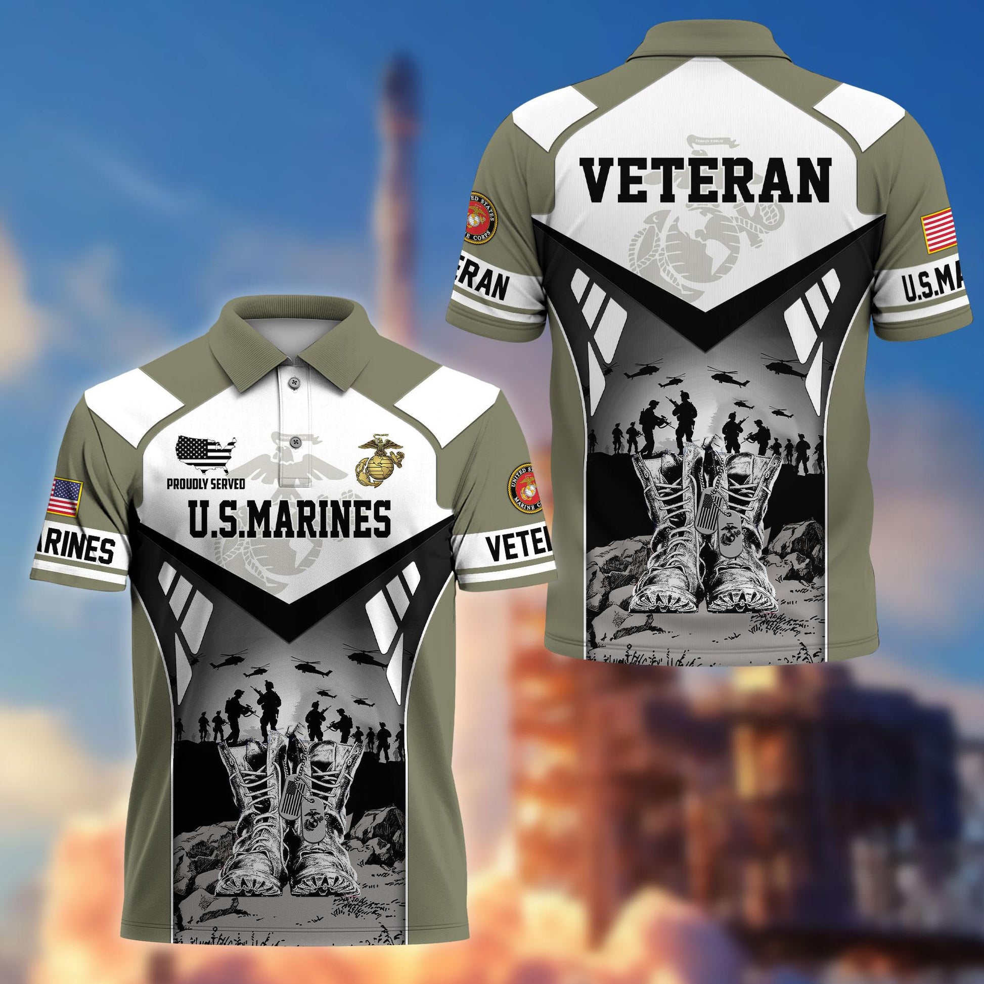 Premium US Veterans Polo Shirt BPHN240213, Gifts For US Veterans, Gifts On Father's Day, Independence Day, Armed Forces Day, Veterans Day.