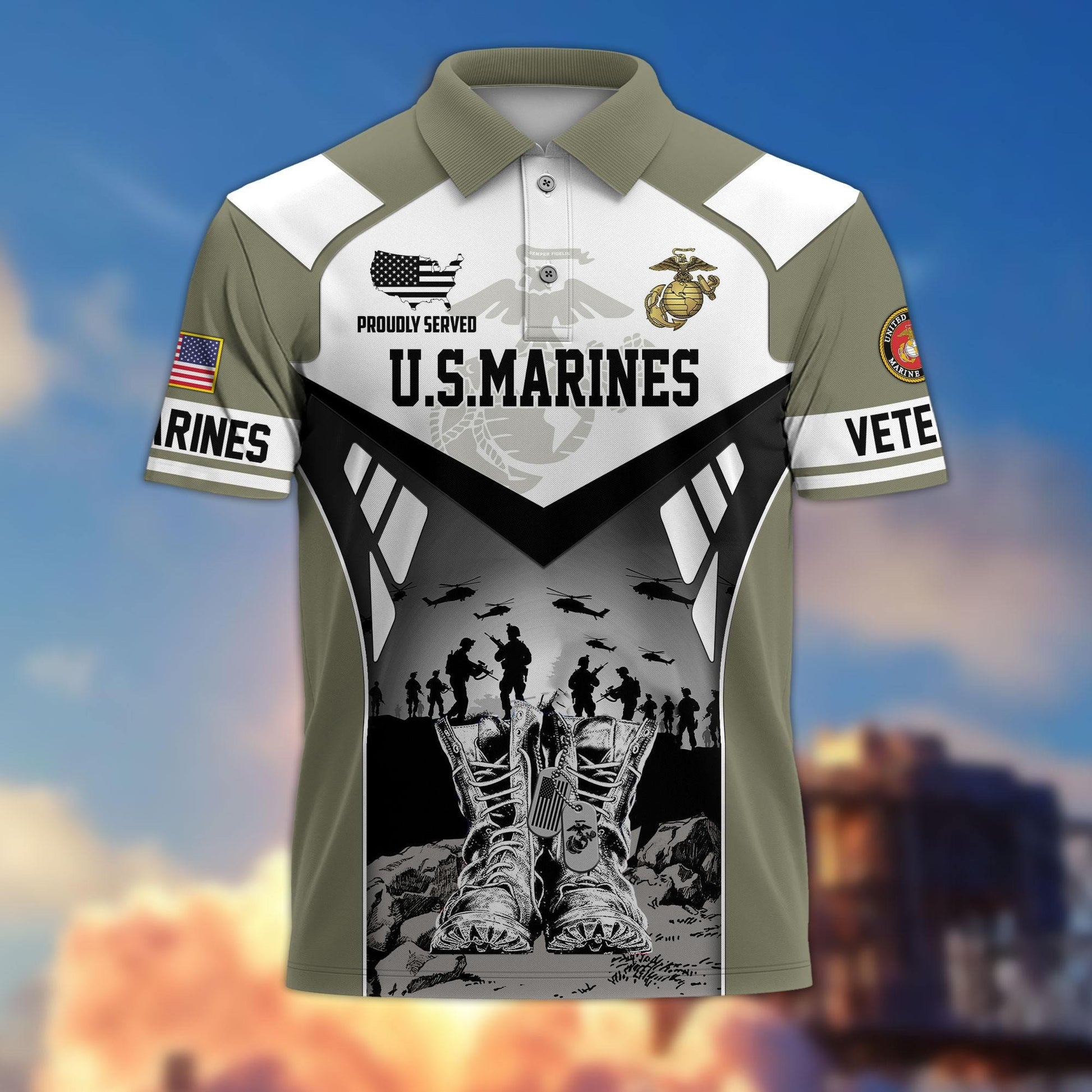 Premium US Veterans Polo Shirt BPHN240213, Gifts For US Veterans, Gifts On Father's Day, Independence Day, Armed Forces Day, Veterans Day.