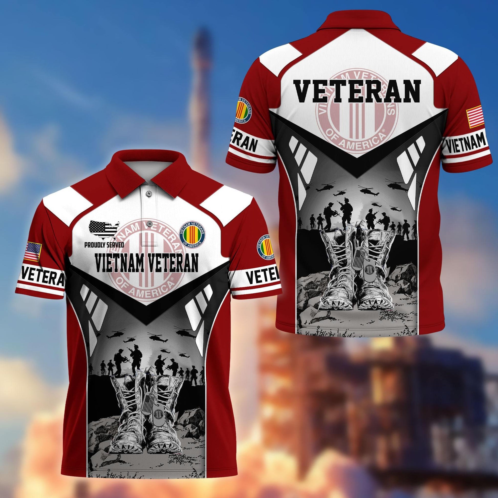Premium US Veterans Polo Shirt BPHN240213, Gifts For US Veterans, Gifts On Father's Day, Independence Day, Armed Forces Day, Veterans Day.