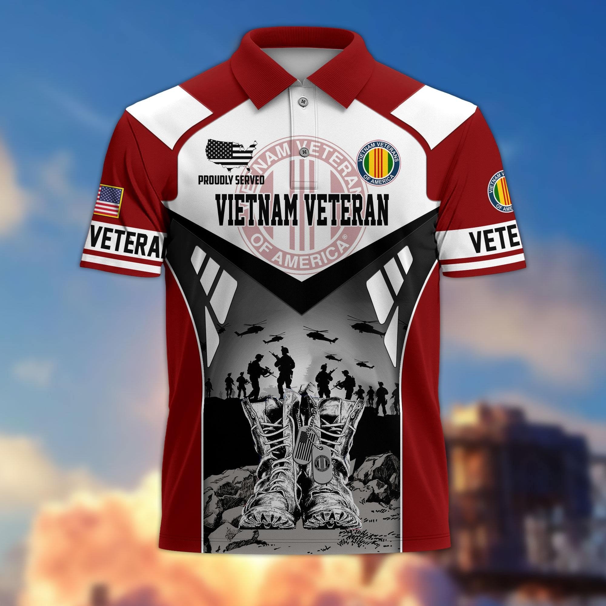 Premium US Veterans Polo Shirt BPHN240213, Gifts For US Veterans, Gifts On Father's Day, Independence Day, Armed Forces Day, Veterans Day.