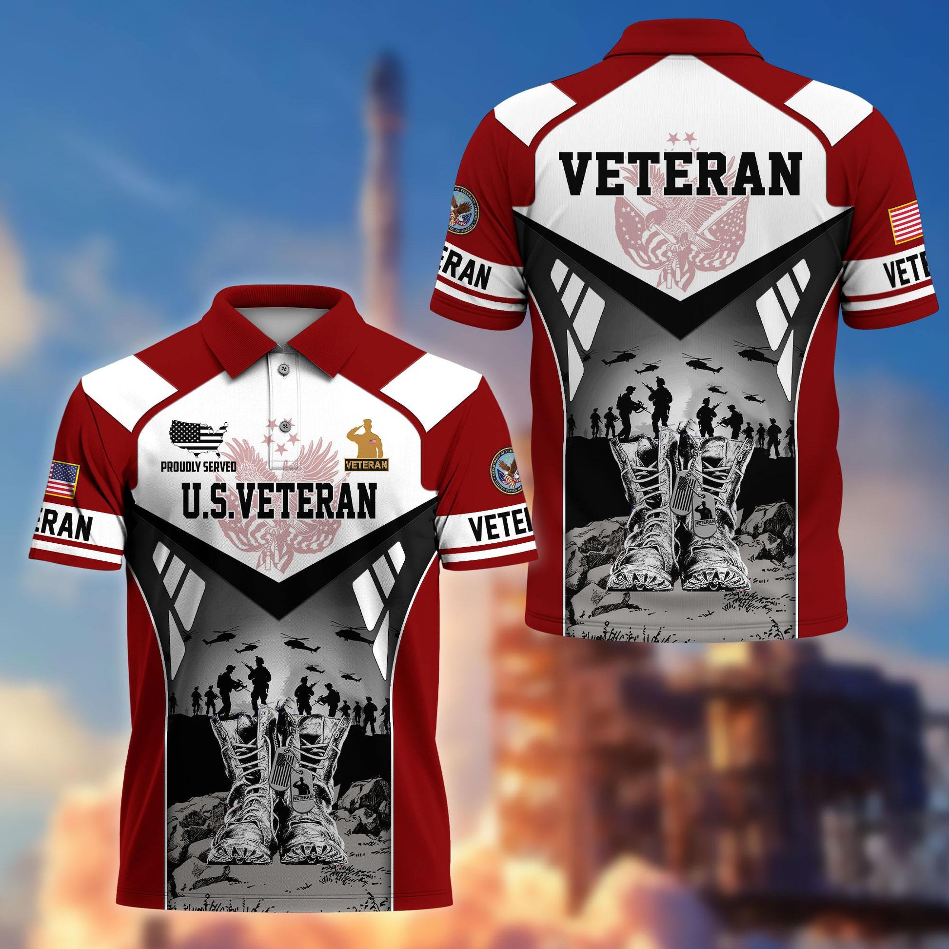 Premium US Veterans Polo Shirt BPHN240213, Gifts For US Veterans, Gifts On Father's Day, Independence Day, Armed Forces Day, Veterans Day.