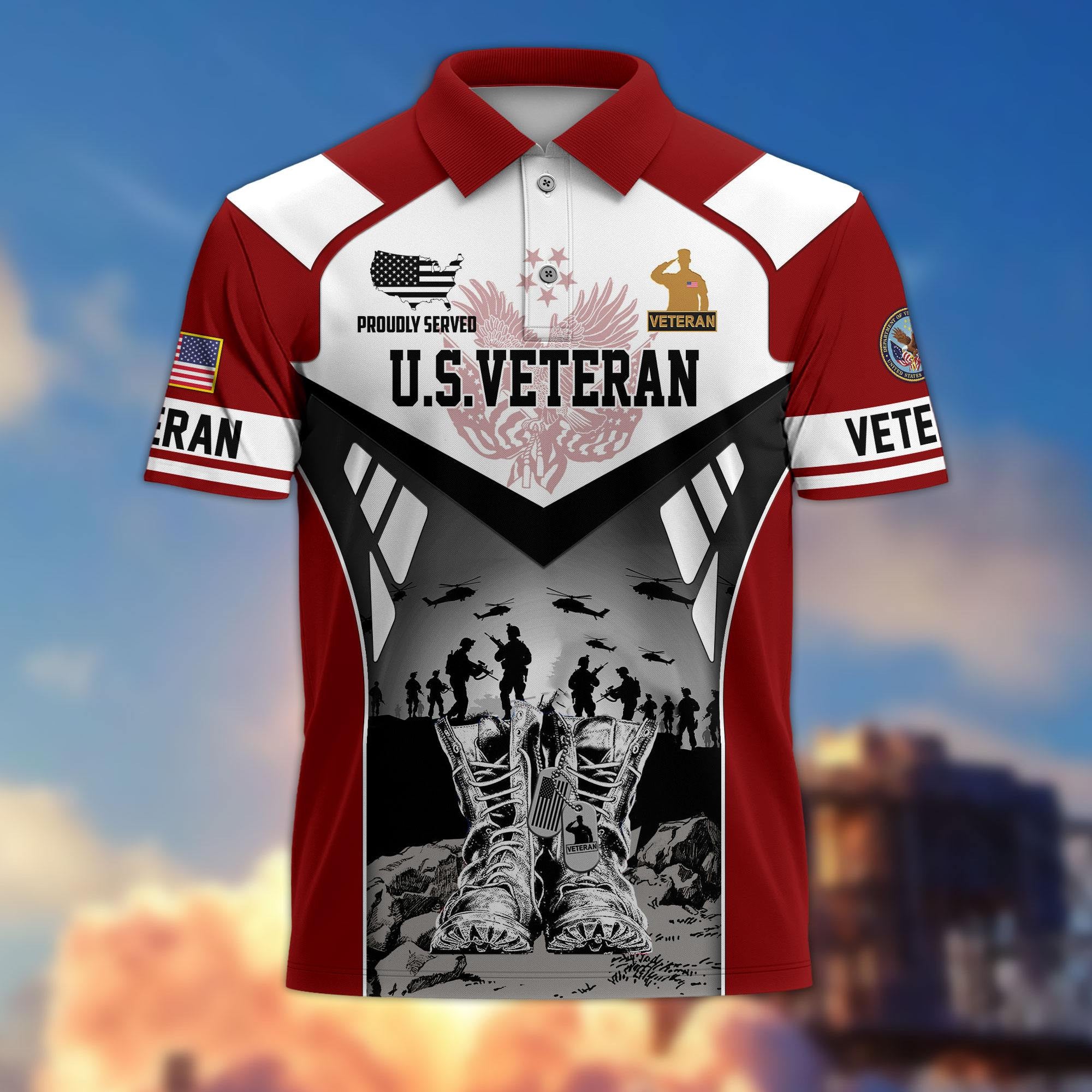 Premium US Veterans Polo Shirt BPHN240213, Gifts For US Veterans, Gifts On Father's Day, Independence Day, Armed Forces Day, Veterans Day.