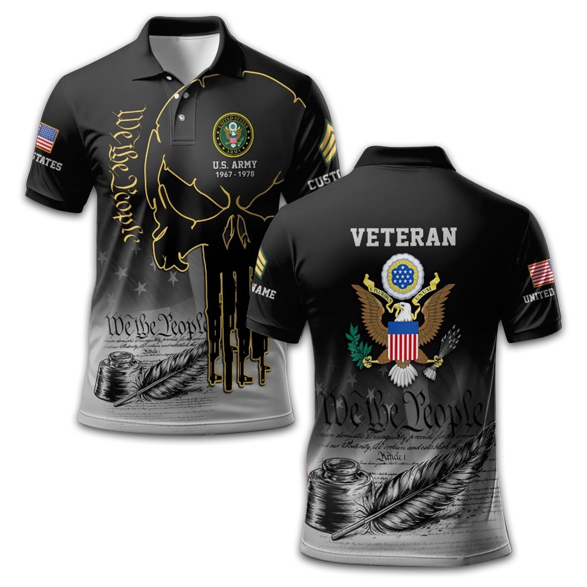 Premium Custom US Army Polo Shirt VPVC210101, Gifts For Army Veteran, Best Gifts On Father's Day, Armed Forces Day, Independence Day, Veterans Day.