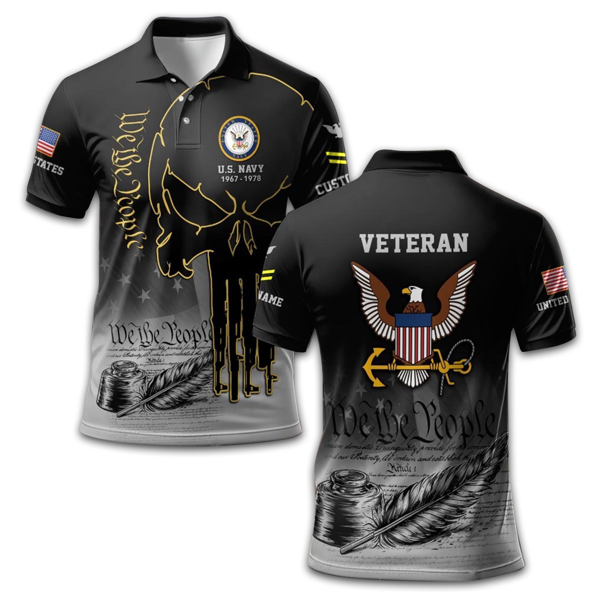 Premium Custom US Navy Polo Shirt VPVC210102, Gifts For Navy Veteran, Best Gifts On Father's Day, Armed Forces Day, Independence Day, Veterans Day.