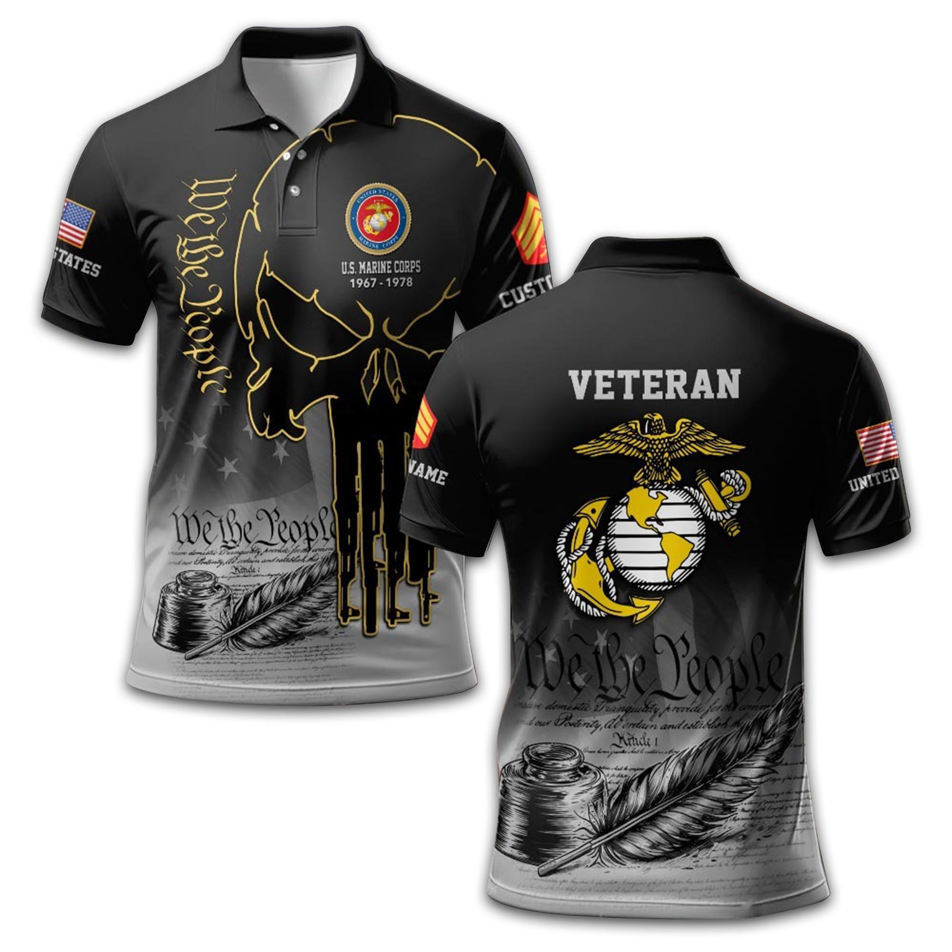 Premium Custom USMC Polo Shirt VPVC210103, Gifts For Marine Veteran, Best Gifts On Father's Day, Armed Forces Day, Independence Day, Veterans Day.