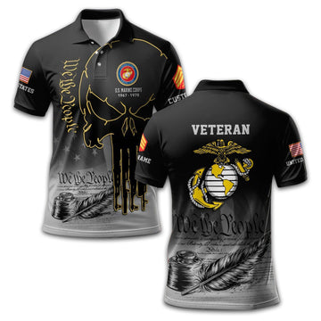 Premium Custom USMC Polo Shirt VPVC210103, Gifts For Marine Veteran, Best Gifts On Father's Day, Armed Forces Day, Independence Day, Veterans Day.