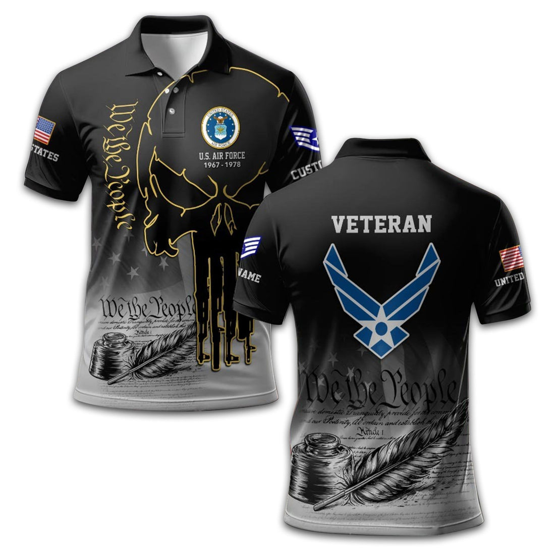 Premium Custom USAF Polo Shirt VPVC210104, Gifts For Air Force Veteran, Best Gifts On Father's Day, Armed Forces Day, Independence Day, Veterans Day.