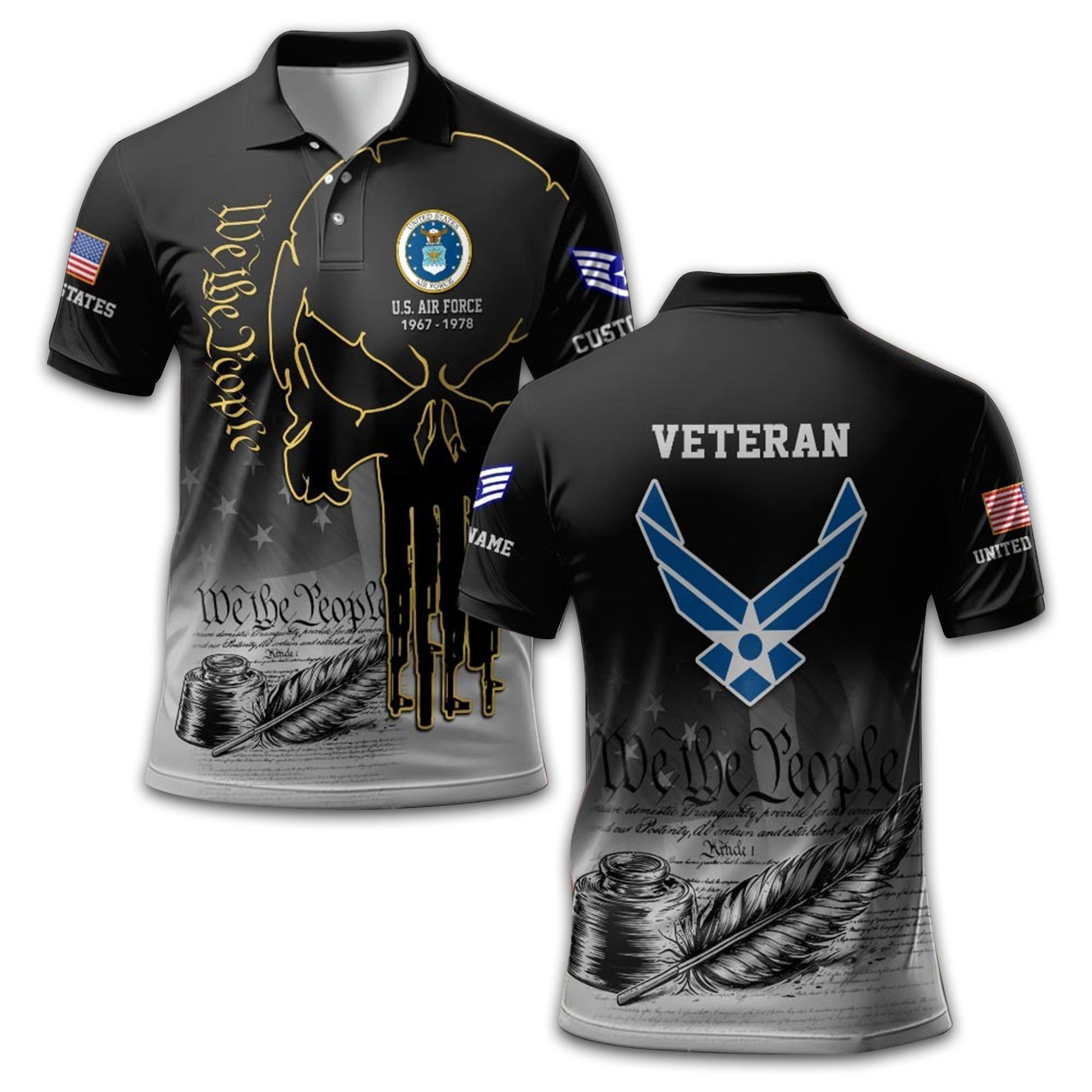 Premium Custom USAF Polo Shirt VPVC210104, Gifts For Air Force Veteran, Best Gifts On Father's Day, Armed Forces Day, Independence Day, Veterans Day.