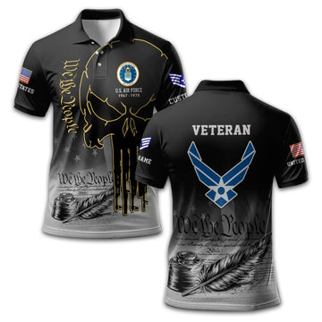 Premium Custom USAF Polo Shirt VPVC210104, Gifts For Air Force Veteran, Best Gifts On Father's Day, Armed Forces Day, Independence Day, Veterans Day.