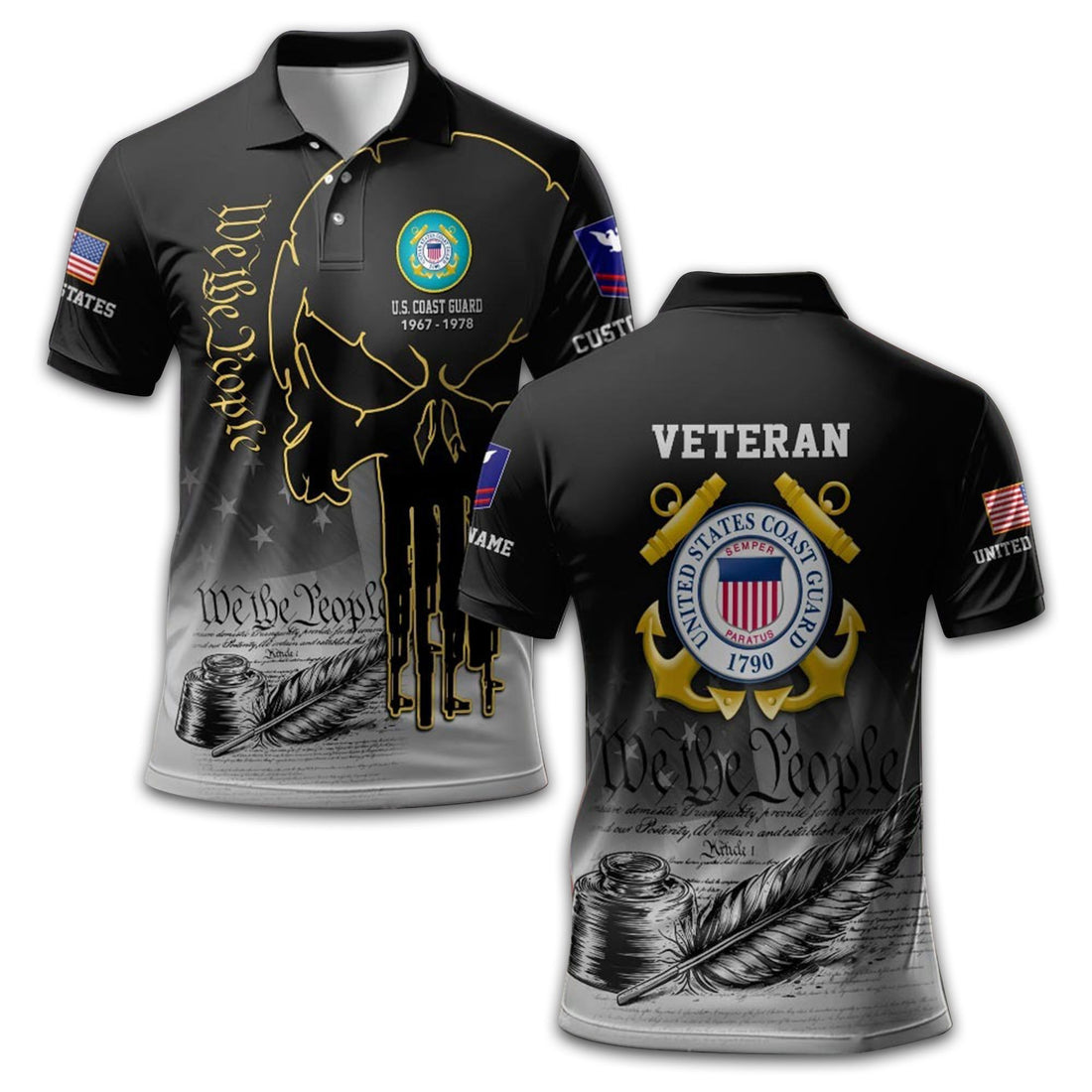 Premium Custom USCG Polo Shirt VPVC210105, Gifts For Coast Guard Veteran, Best Gifts On Father's Day, Armed Forces Day, Independence Day, Veterans Day.