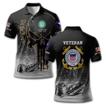 Premium Custom USCG Polo Shirt VPVC210105, Gifts For Coast Guard Veteran, Best Gifts On Father's Day, Armed Forces Day, Independence Day, Veterans Day.