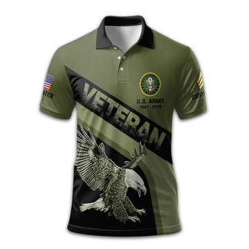 Premium US Army Polo Shirt VPVC210301, Custom Name, Rank, Year, Gifts For Army Veteran, Best Gifts On Father's Day, Armed Forces Day, Independence Day, Veterans Day.