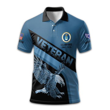 Premium USAF Polo Shirt VPVC210304, Custom Name, Rank, Year, Gifts For Air Force Veteran, Best Gifts On Father's Day, Armed Forces Day, Independence Day, Veterans Day.