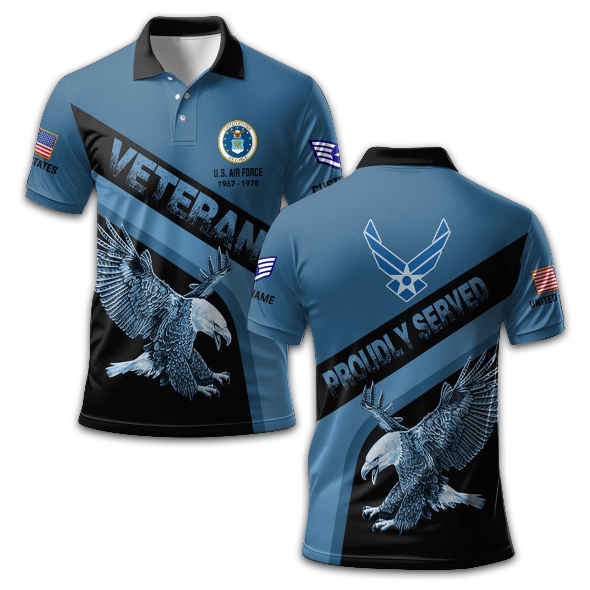 Premium USAF Polo Shirt VPVC210304, Custom Name, Rank, Year, Gifts For Air Force Veteran, Best Gifts On Father's Day, Armed Forces Day, Independence Day, Veterans Day.