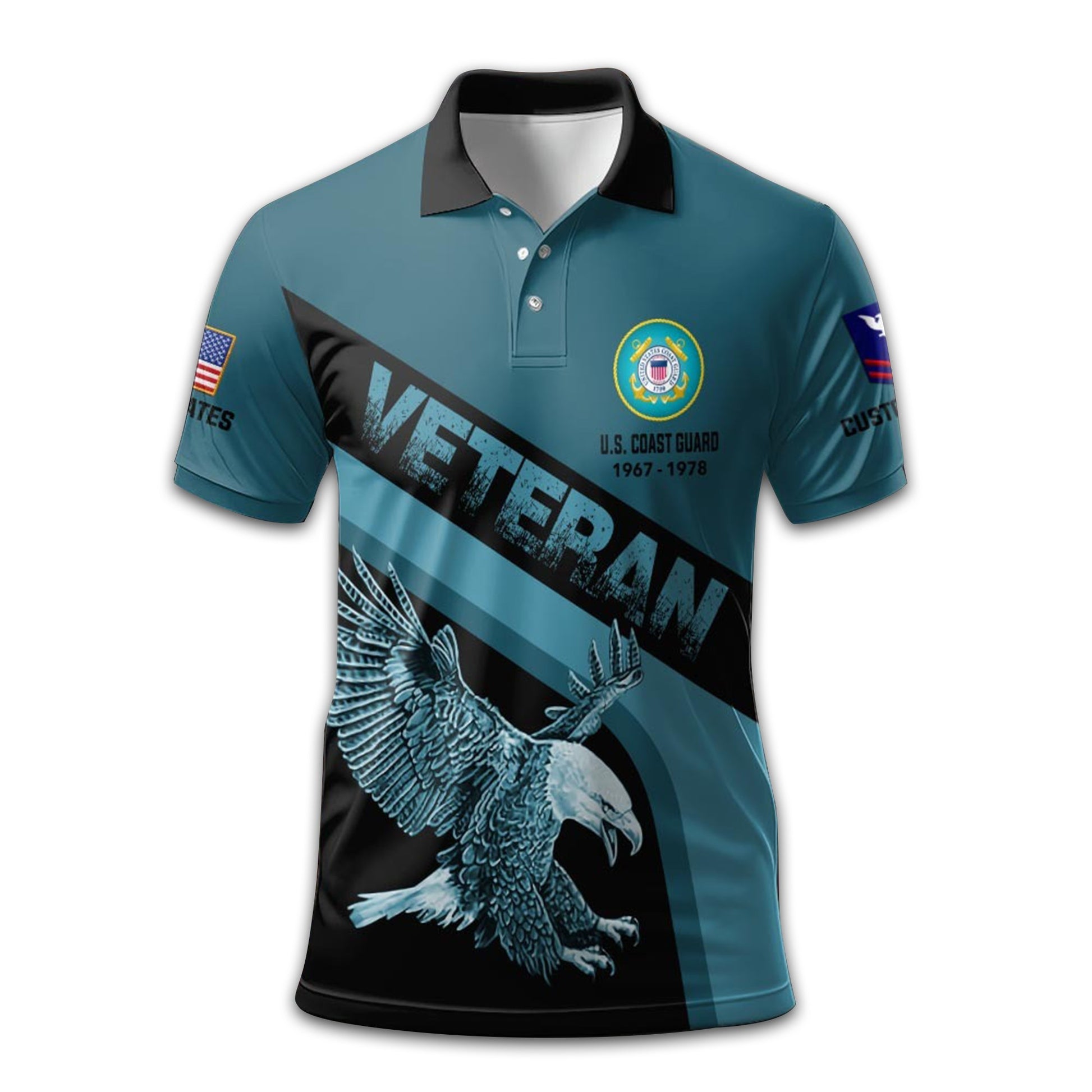 Premium USCG Polo Shirt VPVC210305, Custom Name, Rank, Year, Gifts For Coast Guard Veteran, Best Gifts On Father's Day, Armed Forces Day, Independence Day, Veterans Day.