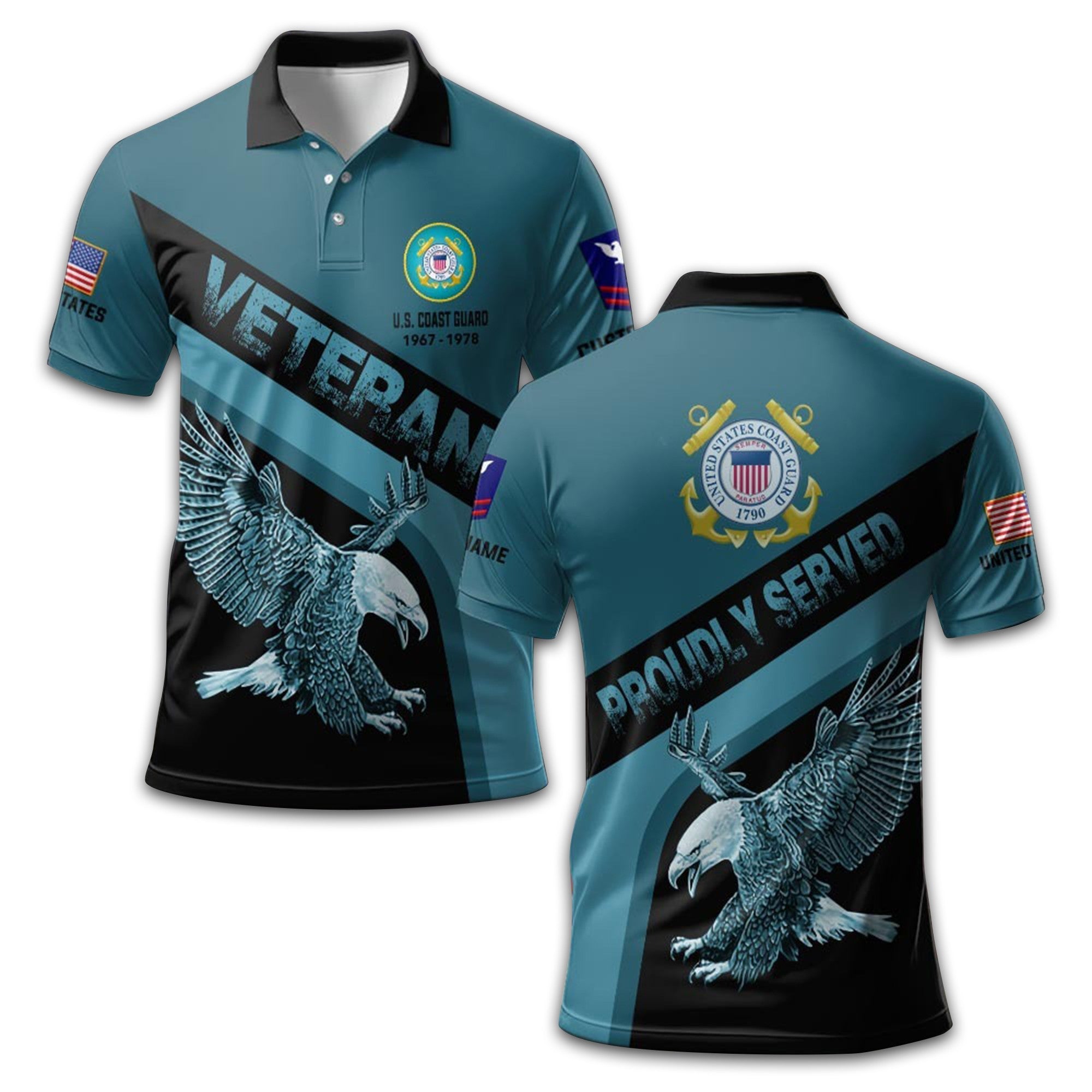 Premium USCG Polo Shirt VPVC210305, Custom Name, Rank, Year, Gifts For Coast Guard Veteran, Best Gifts On Father's Day, Armed Forces Day, Independence Day, Veterans Day.
