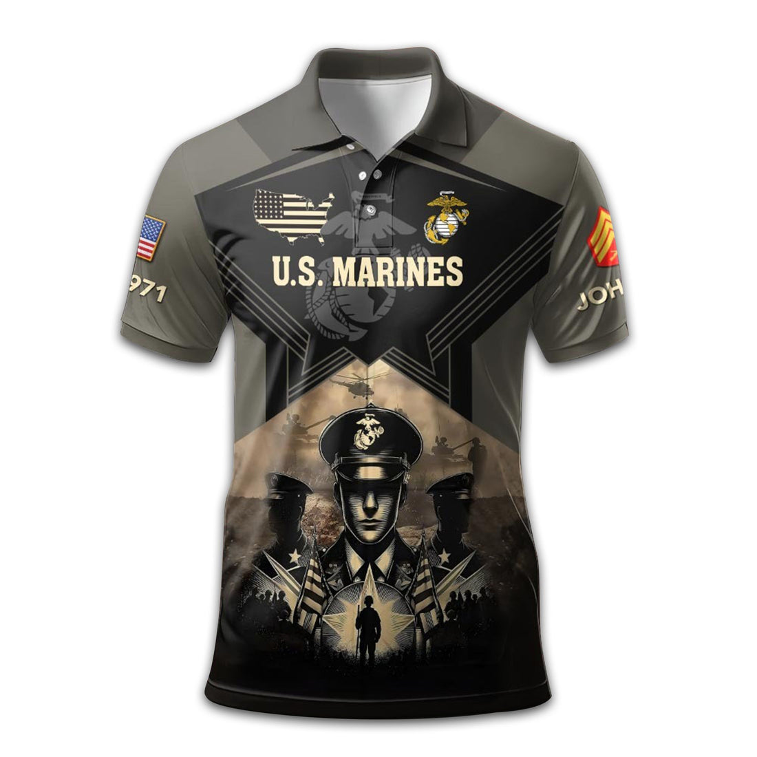 Premium Custom USMC Polo Shirt VPVC210403, Gifts For Marine Veteran, Gifts For Dad, For Husband, Best Gifts On Father's Day, Armed Forces Day, Independence Day, Veterans Day.