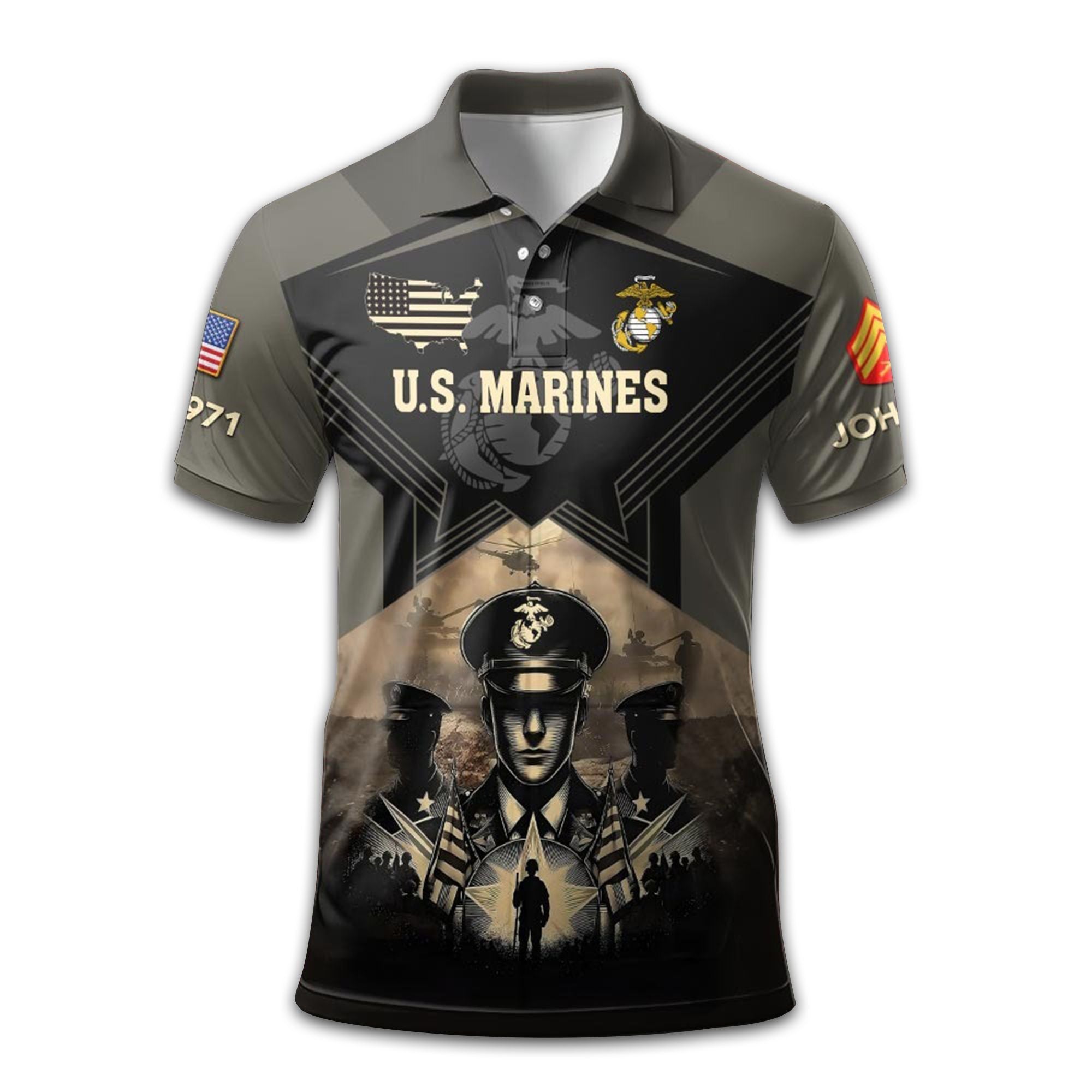 Premium Custom USMC Polo Shirt VPVC210403, Gifts For Marine Veteran, Gifts For Dad, For Husband, Best Gifts On Father's Day, Armed Forces Day, Independence Day, Veterans Day.