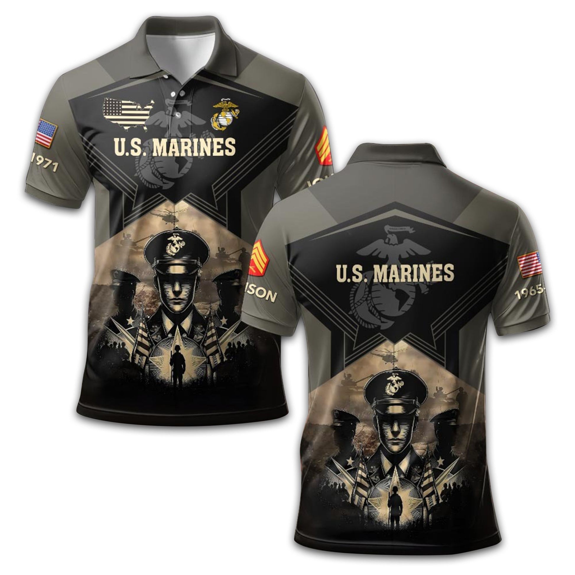Premium Custom USMC Polo Shirt VPVC210403, Gifts For Marine Veteran, Gifts For Dad, For Husband, Best Gifts On Father's Day, Armed Forces Day, Independence Day, Veterans Day.