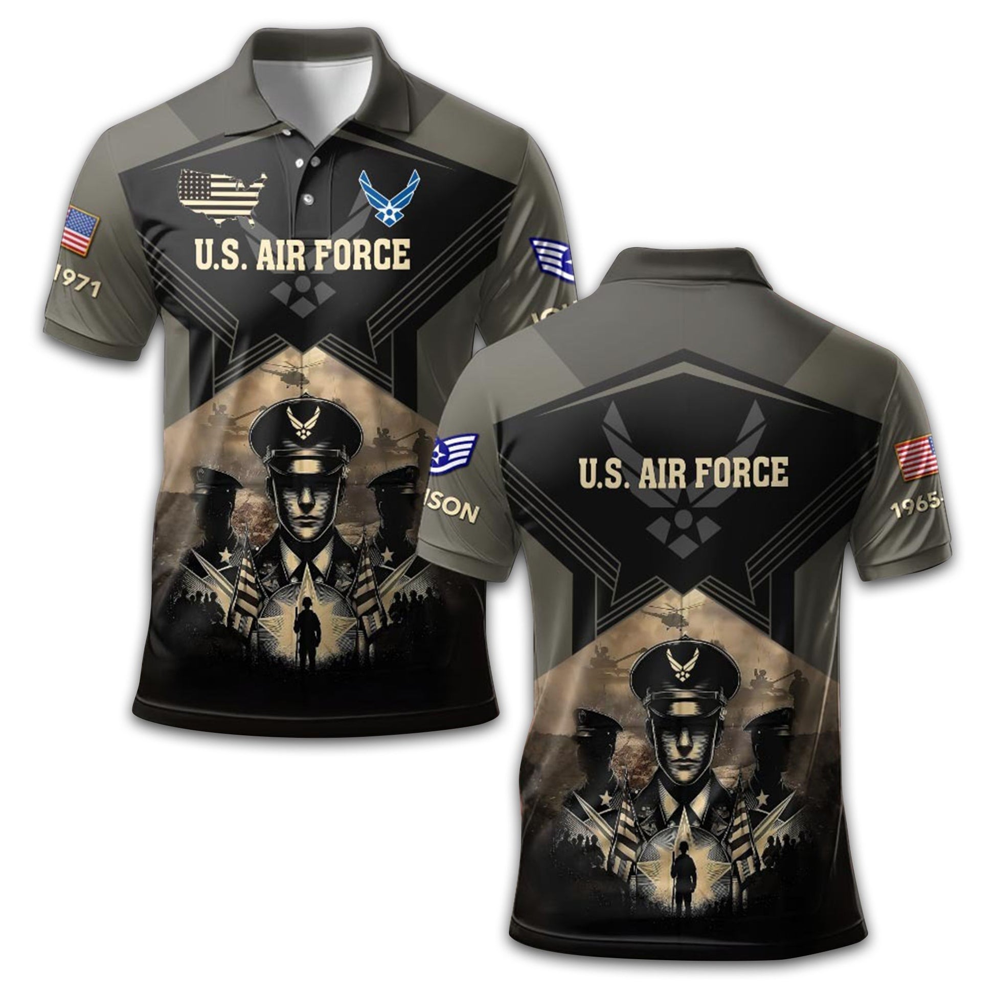 Premium Custom USAF Polo Shirt VPVC210404, Gifts For Air Force Veteran, Gifts For Dad, For Husband, Best Gifts On Father's Day, Armed Forces Day, Independence Day, Veterans Day.