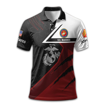 Premium Custom USMC Polo Shirt VPVC210603, Gifts For Marine Veteran, Best Gifts On Father's Day, Armed Forces Day, Independence Day, Veterans Day.