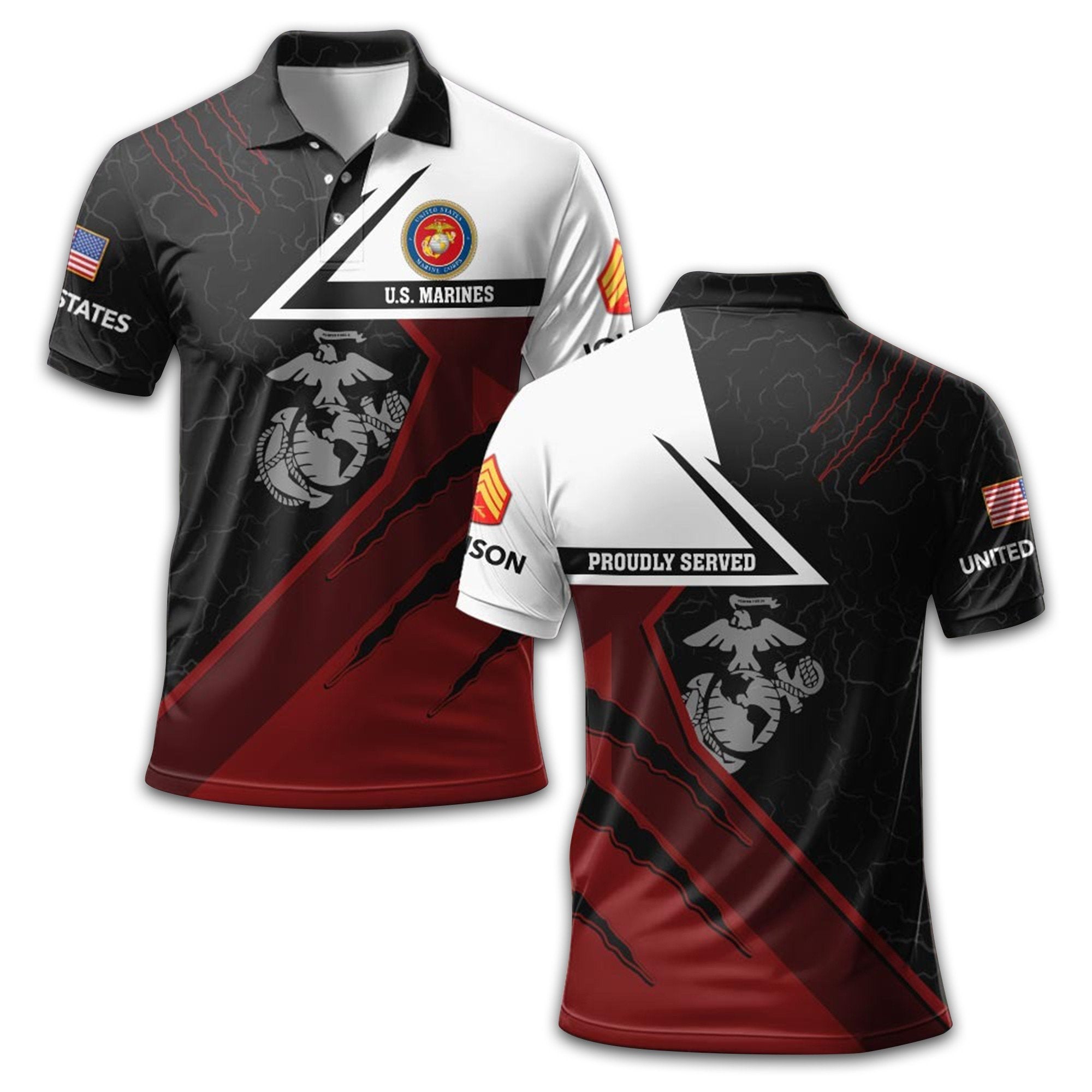 Premium Custom USMC Polo Shirt VPVC210603, Gifts For Marine Veteran, Best Gifts On Father's Day, Armed Forces Day, Independence Day, Veterans Day.