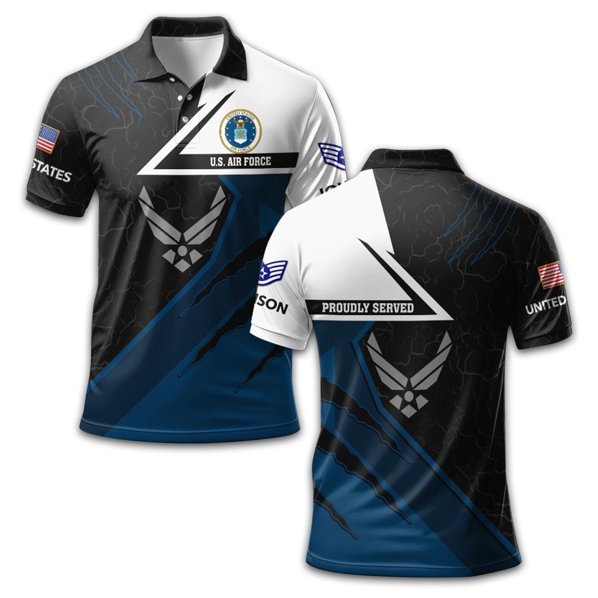 Premium Custom USAF Polo Shirt VPVC210604, Gifts For Air Force Veteran, Best Gifts On Father's Day, Armed Forces Day, Independence Day, Veterans Day.