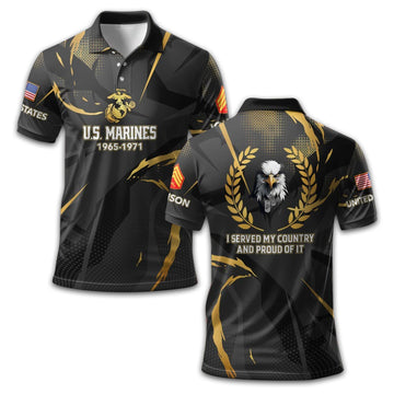 Premium Custom USMC Polo Shirt VPVC210808, Gifts For Marine Veteran, Best Gifts On Father's Day, Armed Forces Day, Independence Day, Veterans Day.