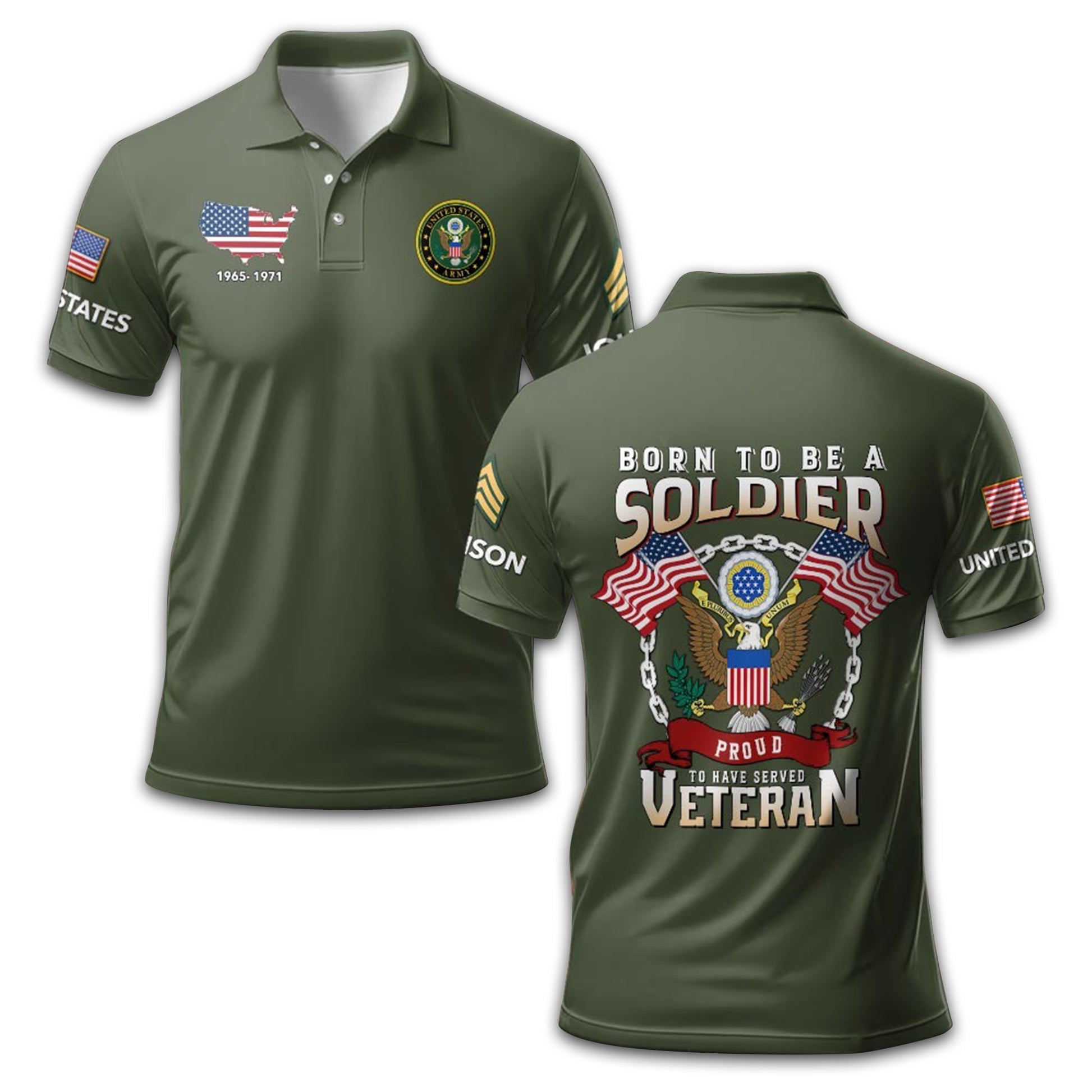 Premium US Army Polo Shirt VPVC210801, Custom Name, Rank, Year, Gifts For Army Veteran, Best Gifts On Father's Day, Armed Forces Day, Independence Day, Veterans Day.