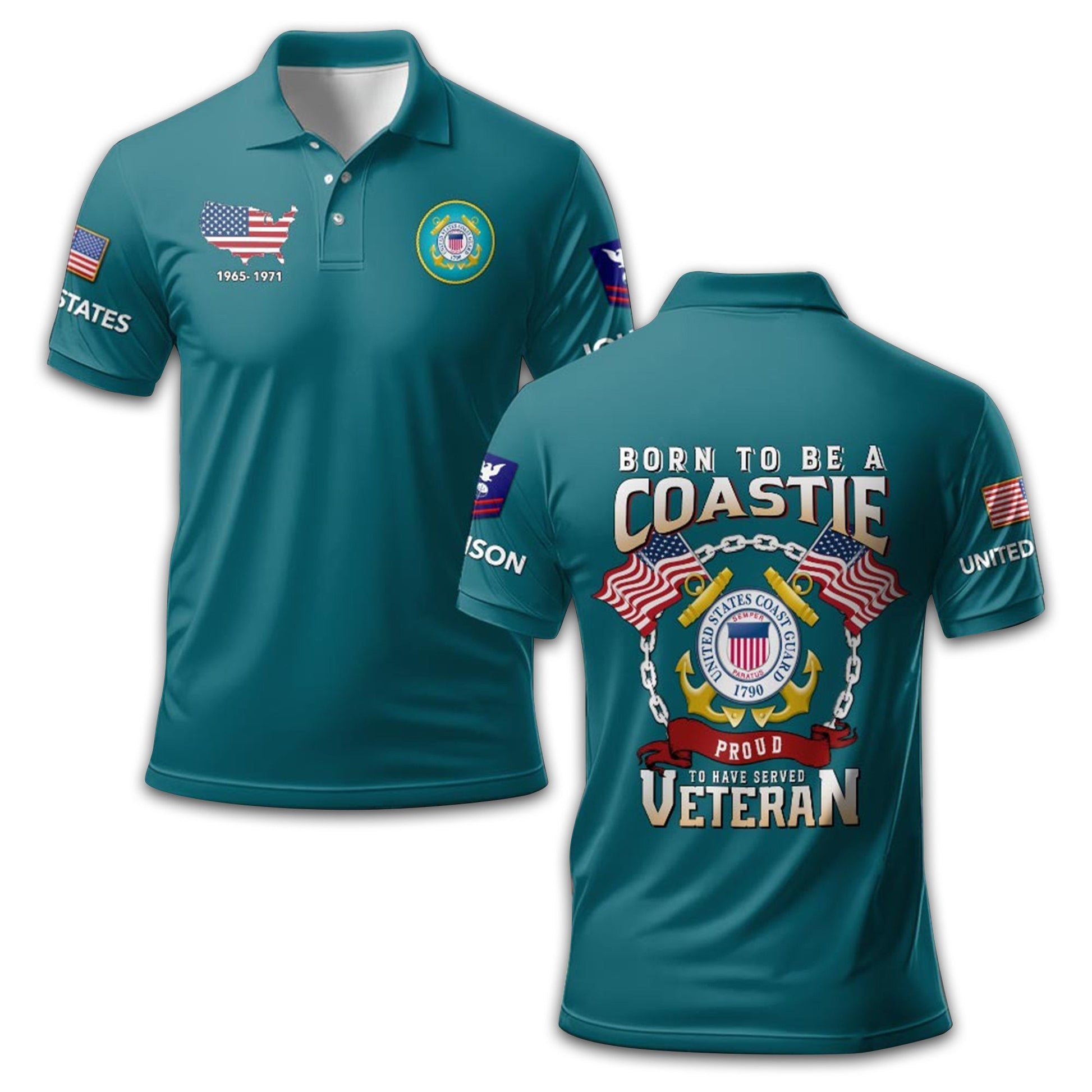 Premium USCG Polo Shirt VPVC210805, Custom Name, Rank, Year, Gifts For Coast Guard Veteran, Best Gifts On Father's Day, Armed Forces Day, Independence Day, Veterans Day.