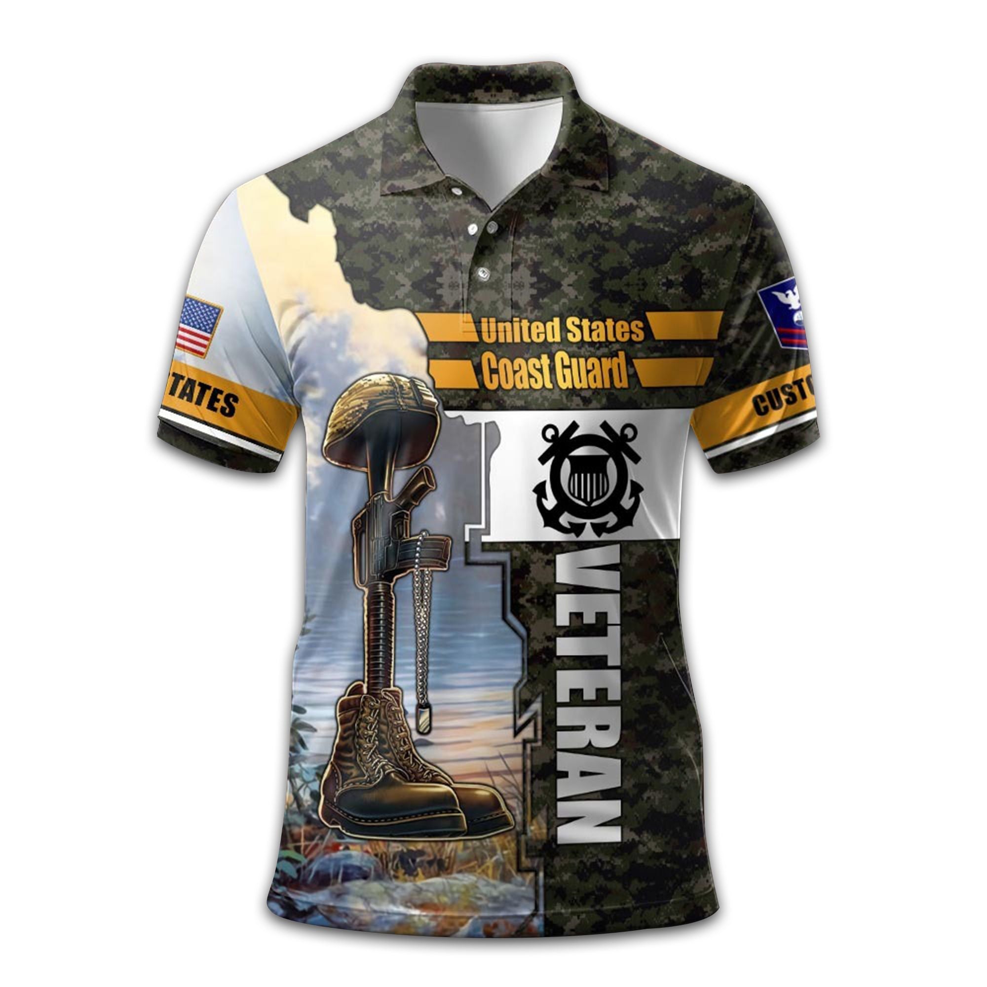 USCG Custom Polo Shirt VPVC210905, Gifts For Coast Guard Veteran, Best Gifts On Father's Day, Armed Forces Day, Independence Day, Veterans Day.