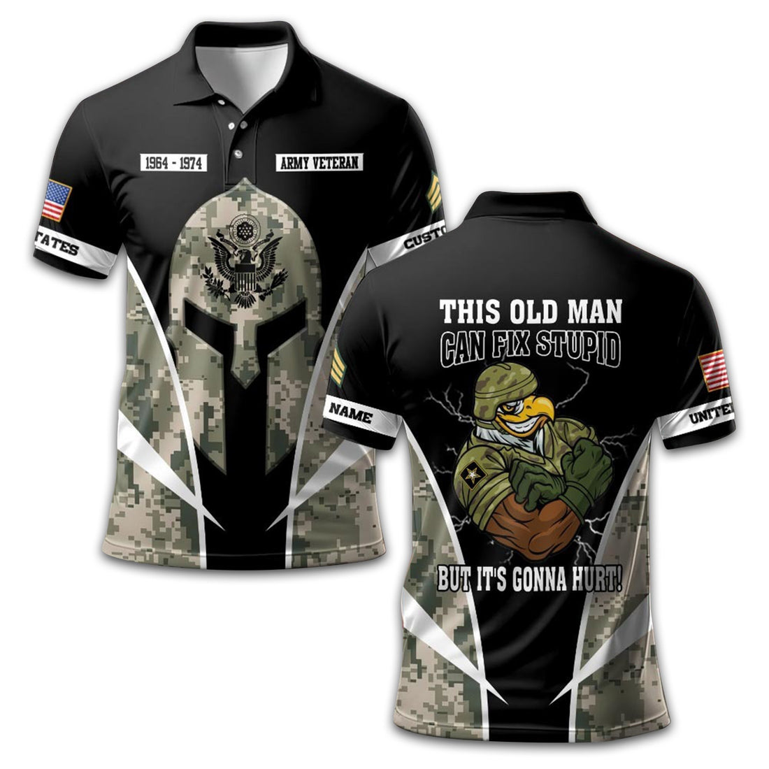 Premium US Army Polo Shirt VPVC210906, Custom Name, Rank, Year, Gifts For Army Veteran, Best Gifts On Father's Day, Armed Forces Day, Independence Day, Veterans Day.