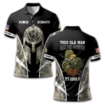 Premium US Army Polo Shirt VPVC210906, Custom Name, Rank, Year, Gifts For Army Veteran, Best Gifts On Father's Day, Armed Forces Day, Independence Day, Veterans Day.