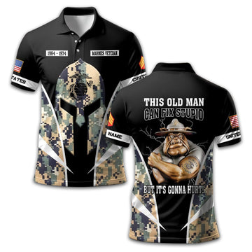 Premium USMC Polo Shirt VPVC210908, Custom Name, Rank, Year, Gifts For Marine Veteran, Best Gifts On Father's Day, Armed Forces Day, Independence Day, Veterans Day.