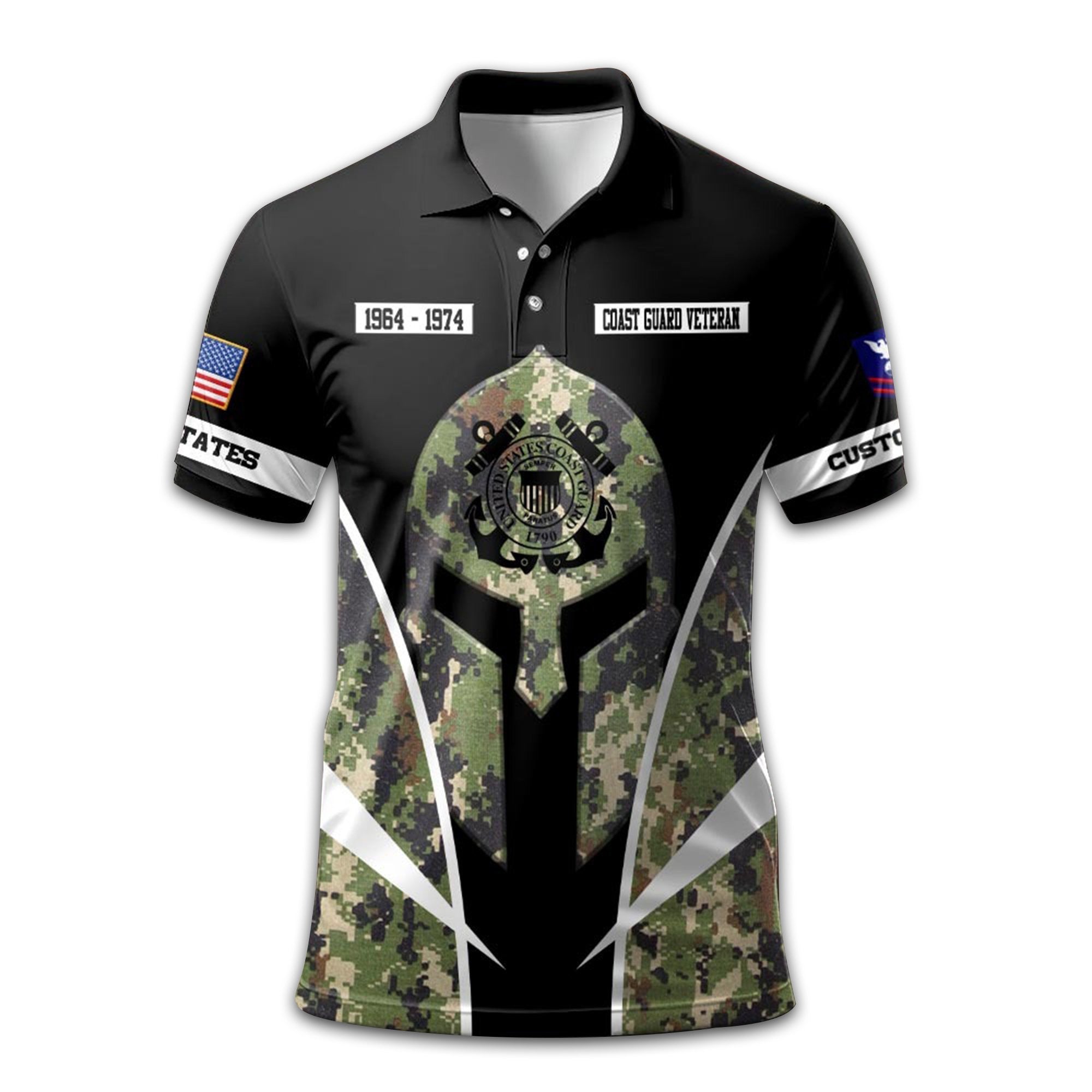 Premium USCG Polo Shirt VPVC210910, Custom Name, Rank, Year, Gifts For Coast Guard Veteran, Best Gifts On Father's Day, Armed Forces Day, Independence Day, Veterans Day.