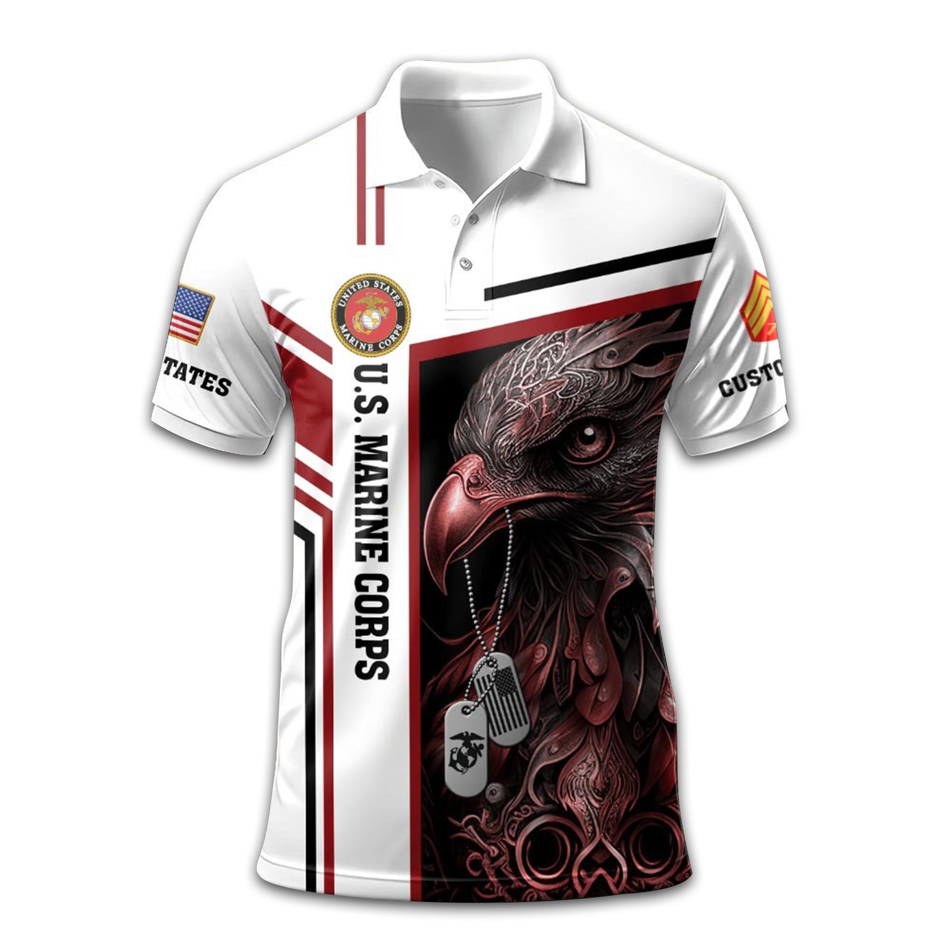 Premium Custom USMC Polo Shirt VPVC211003, Gifts For Marine Veteran, Gifts For Dad, For Husband, Best Gifts On Father's Day, Armed Forces Day, Independence Day, Veterans Day.