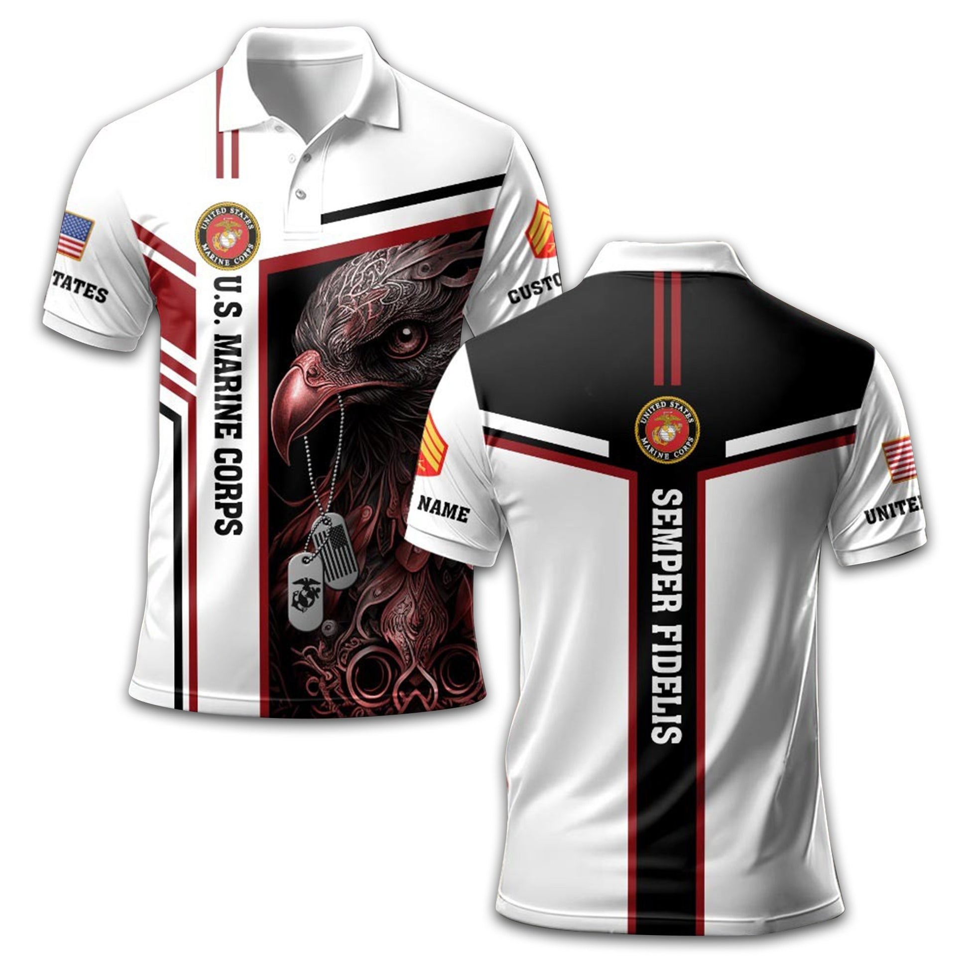 Premium Custom USMC Polo Shirt VPVC211003, Gifts For Marine Veteran, Gifts For Dad, For Husband, Best Gifts On Father's Day, Armed Forces Day, Independence Day, Veterans Day.
