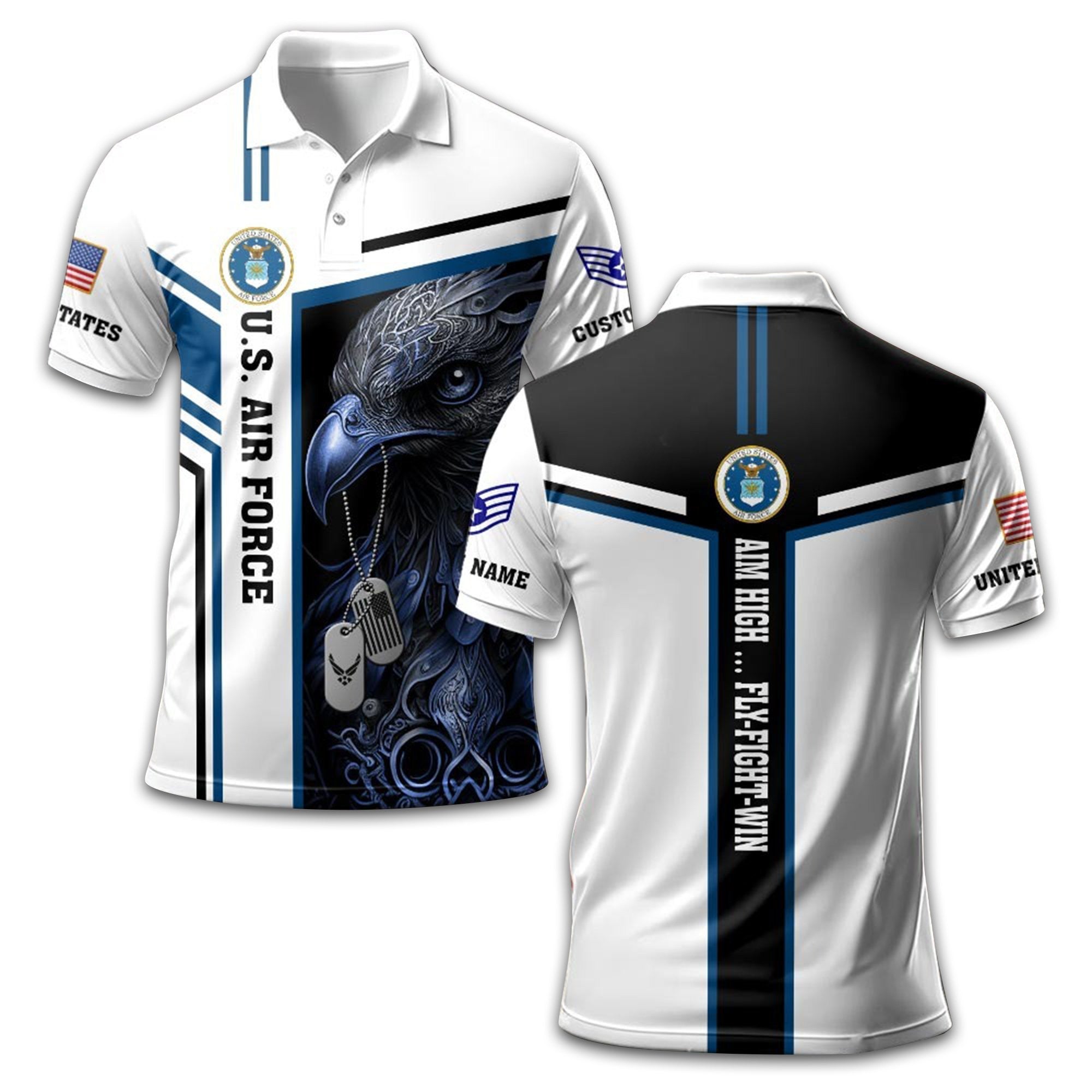 Premium Custom USAF Polo Shirt VPVC211004, Gifts For Air Force Veteran, Gifts For Dad, For Husband, Best Gifts On Father's Day, Armed Forces Day, Independence Day, Veterans Day.