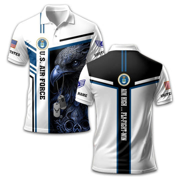 Premium Custom USAF Polo Shirt VPVC211004, Gifts For Air Force Veteran, Gifts For Dad, For Husband, Best Gifts On Father's Day, Armed Forces Day, Independence Day, Veterans Day.