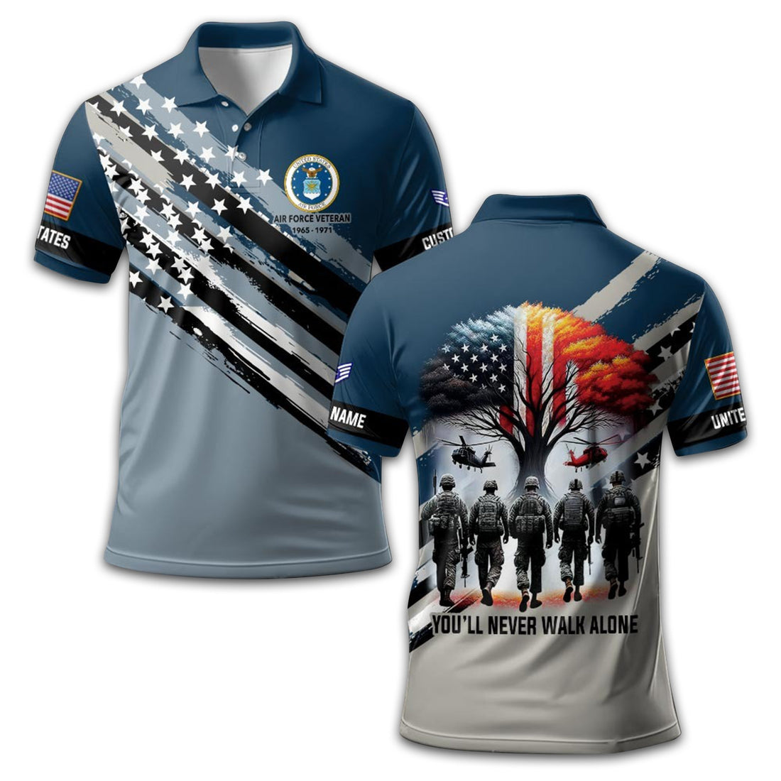 Premium Custom USAF Polo Shirt VPVC211109, Gifts For Air Force Veteran, Best Gifts On Father's Day, Armed Forces Day, Independence Day, Veterans Day.