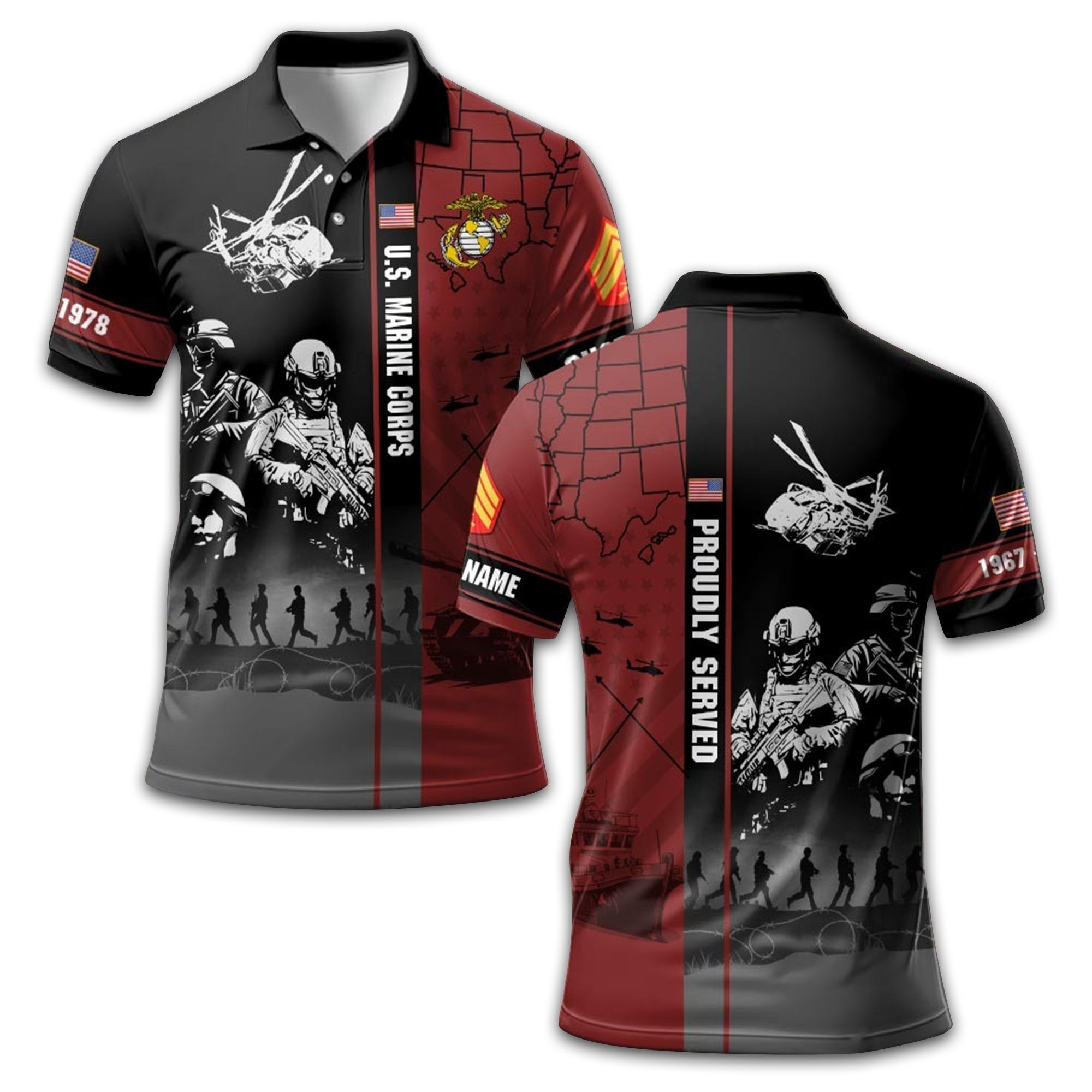 USMC Custom Polo Shirt VPVC211203, Gifts For Marine Veteran, Best Gifts On Father's Day, Armed Forces Day, Independence Day, Veterans Day.