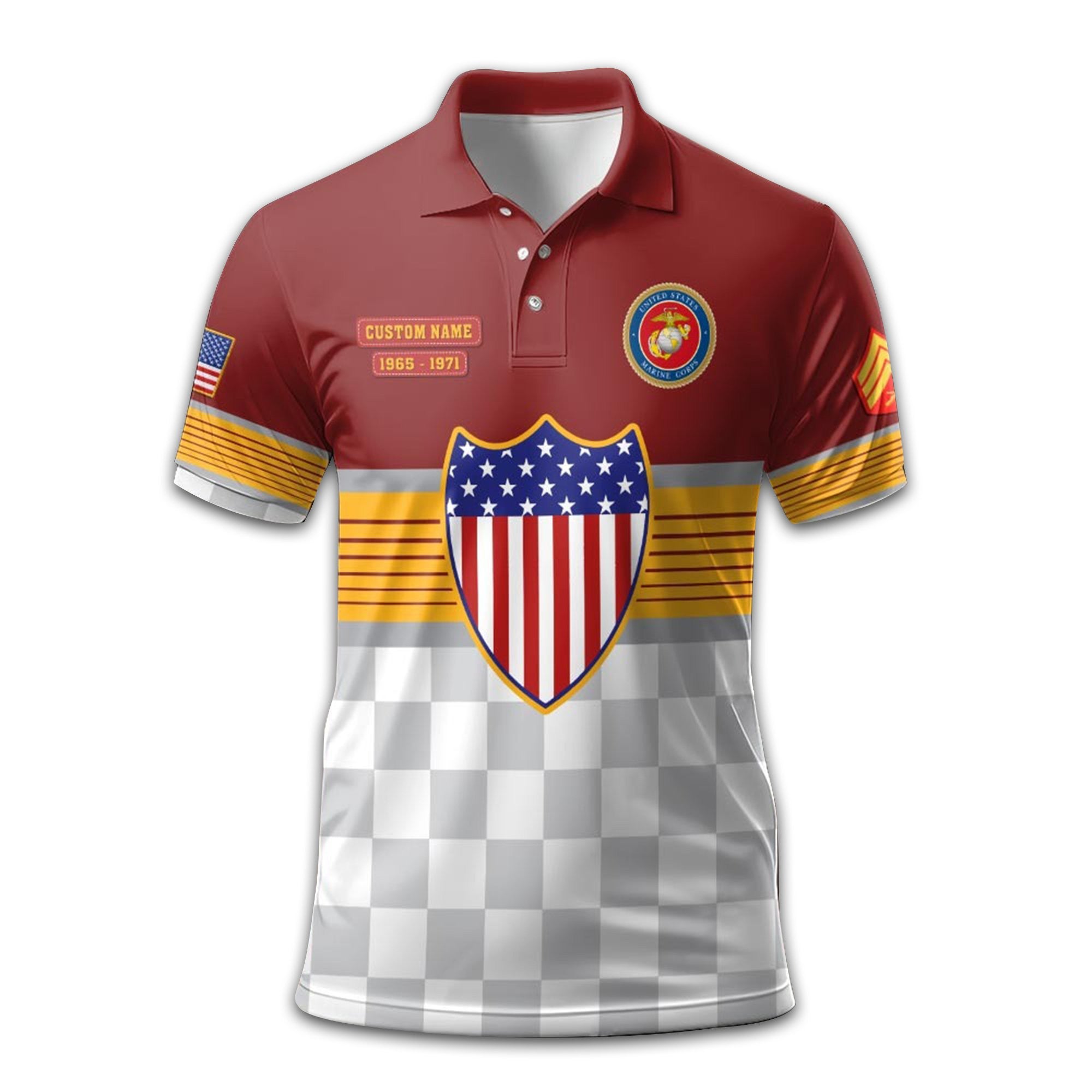 Premium USMC Polo Shirt VPVC211208, Custom Name, Rank, Year, Gifts For Marine Veteran, Best Gifts On Father's Day, Armed Forces Day, Independence Day, Veterans Day.