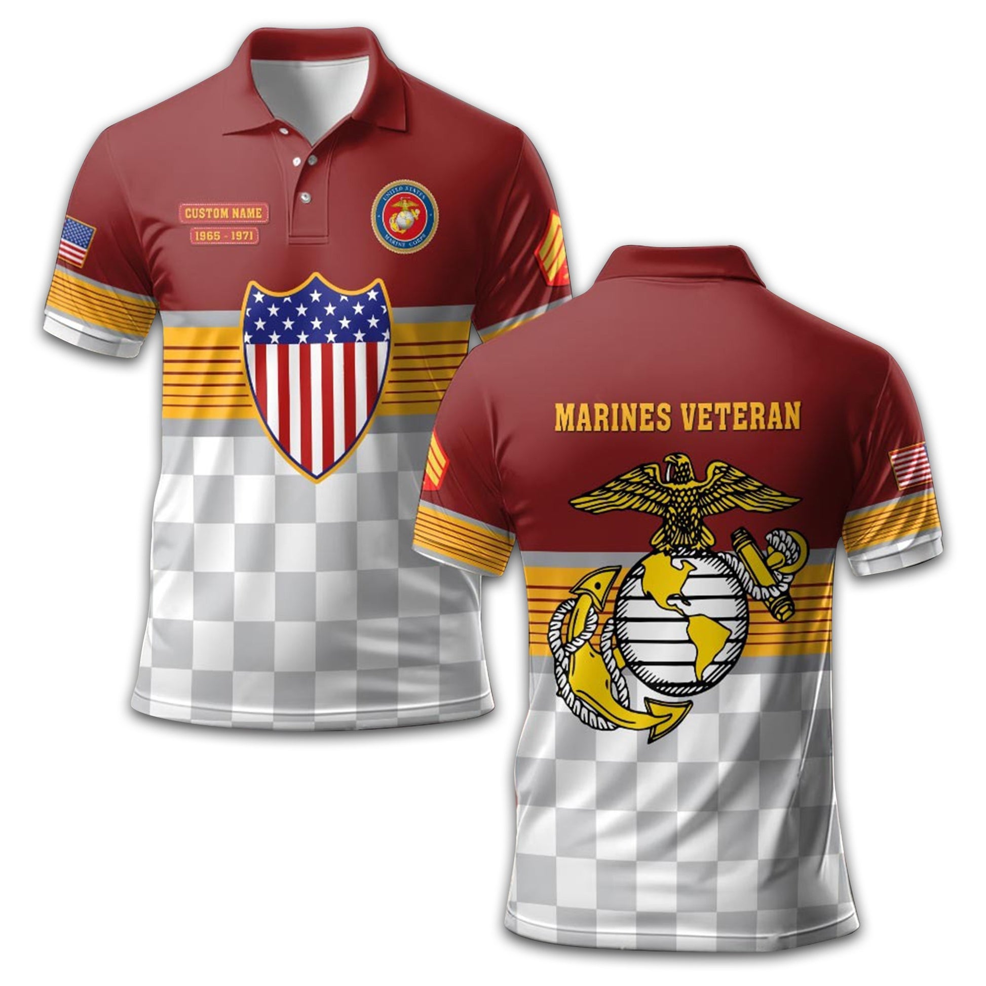 Premium USMC Polo Shirt VPVC211208, Custom Name, Rank, Year, Gifts For Marine Veteran, Best Gifts On Father's Day, Armed Forces Day, Independence Day, Veterans Day.