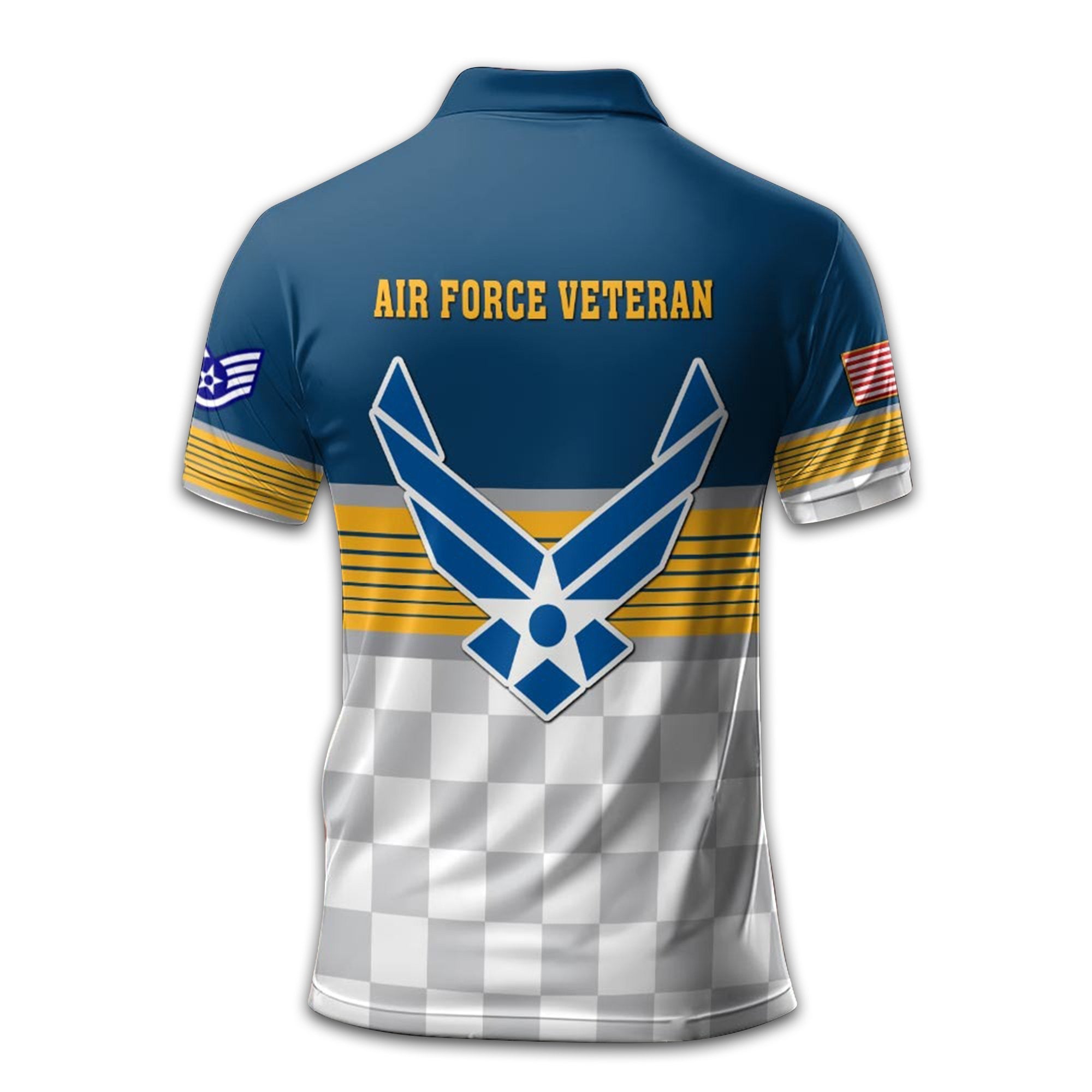 Premium USAF Polo Shirt VPVC211209, Custom Name, Rank, Year, Gifts For Air Force Veteran, Best Gifts On Father's Day, Armed Forces Day, Independence Day, Veterans Day.
