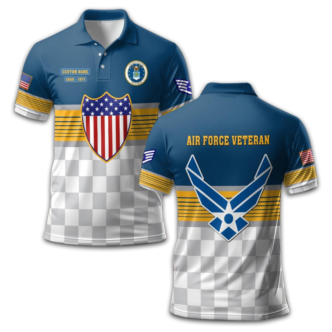Premium USAF Polo Shirt VPVC211209, Custom Name, Rank, Year, Gifts For Air Force Veteran, Best Gifts On Father's Day, Armed Forces Day, Independence Day, Veterans Day.