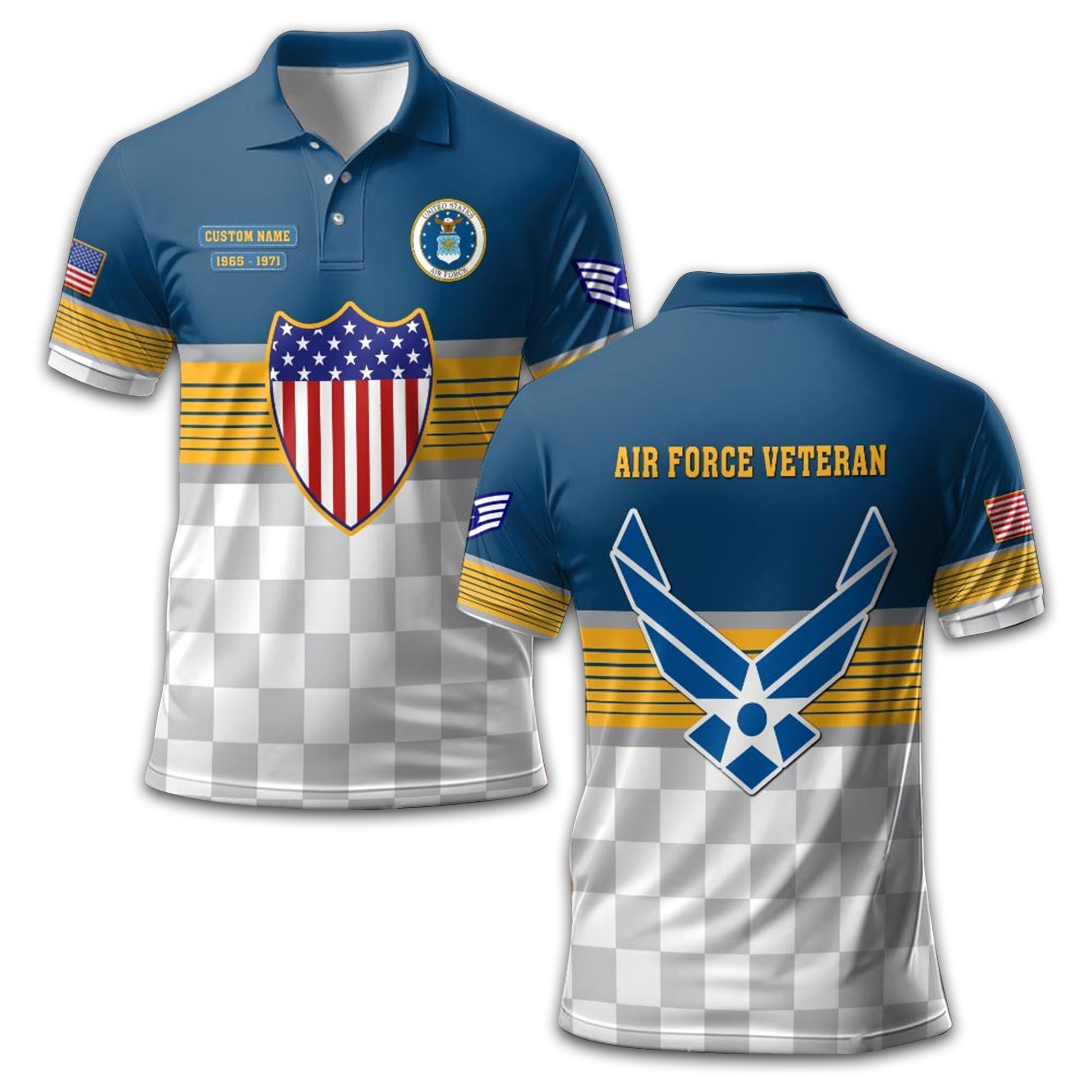 Premium USAF Polo Shirt VPVC211209, Custom Name, Rank, Year, Gifts For Air Force Veteran, Best Gifts On Father's Day, Armed Forces Day, Independence Day, Veterans Day.