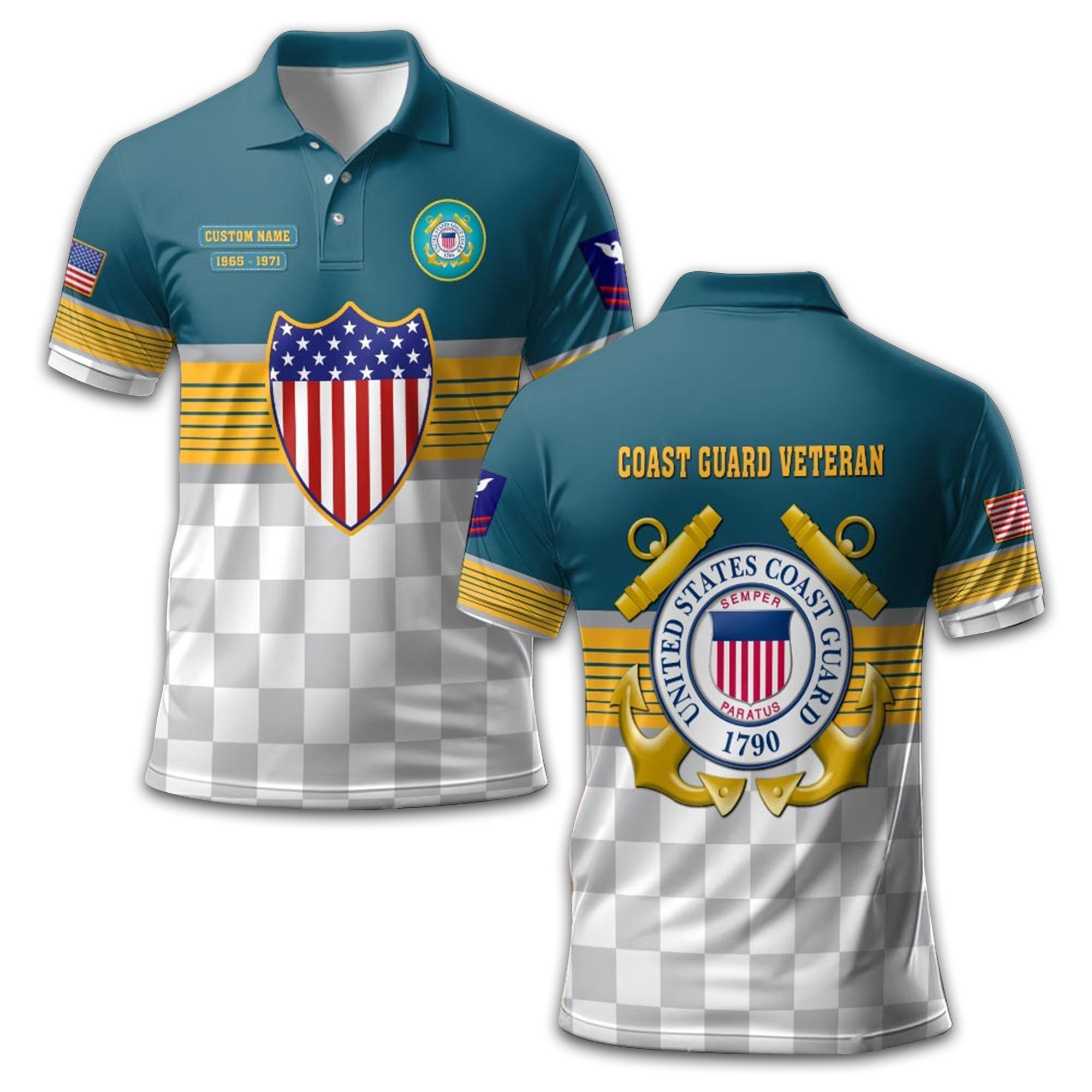 Premium USCG Polo Shirt VPVC211210, Custom Name, Rank, Year, Gifts For Coast Guard Veteran, Best Gifts On Father's Day, Armed Forces Day, Independence Day, Veterans Day.