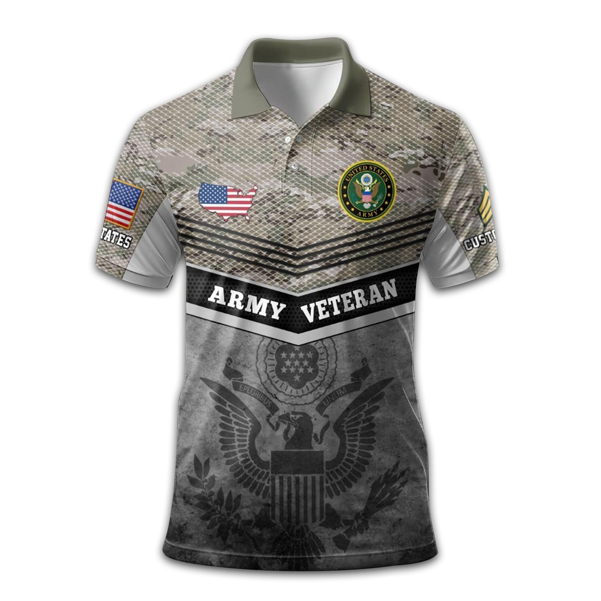 Premium Custom US Army Polo Shirt VPVC211301, Gifts For Army Veteran, Best Gifts On Father's Day, Armed Forces Day, Independence Day, Veterans Day.