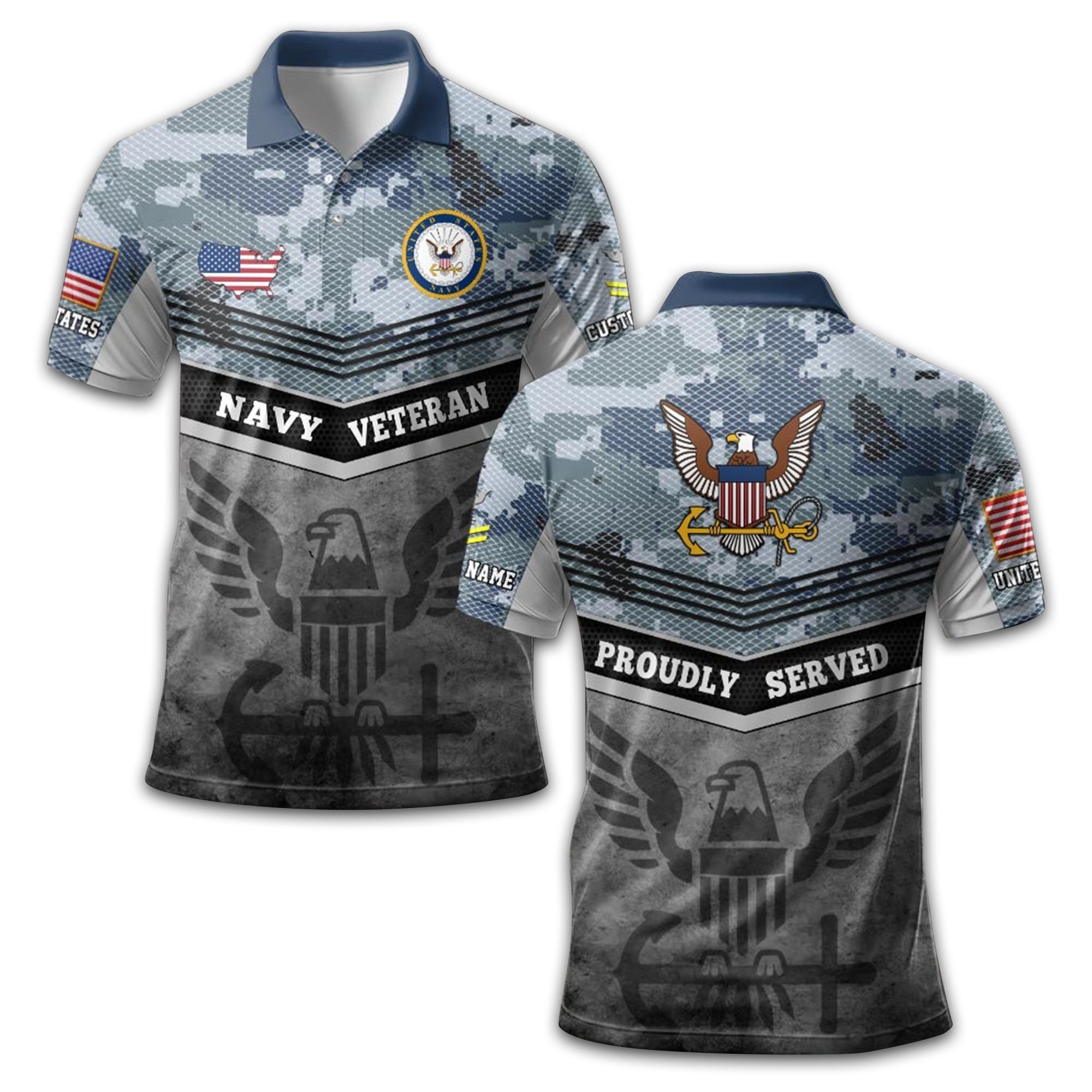 Premium Custom US Navy Polo Shirt VPVC211302, Gifts For Navy Veteran, Best Gifts On Father's Day, Armed Forces Day, Independence Day, Veterans Day.